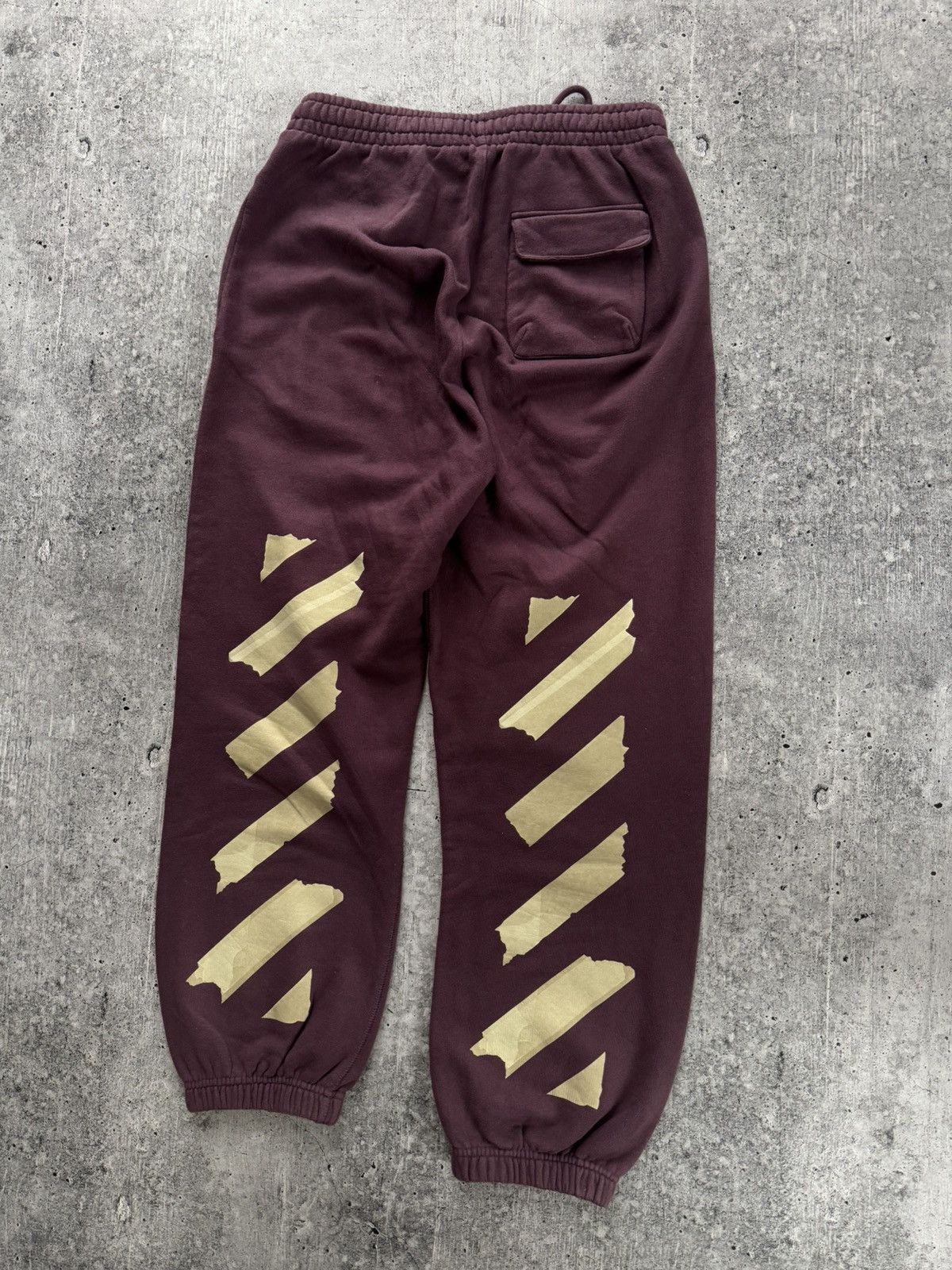 Off-White Off White M Tape Diag Joggers Bottoms Burgundy Virgil Abloh Size US 34 / EU 50 - 6 Thumbnail