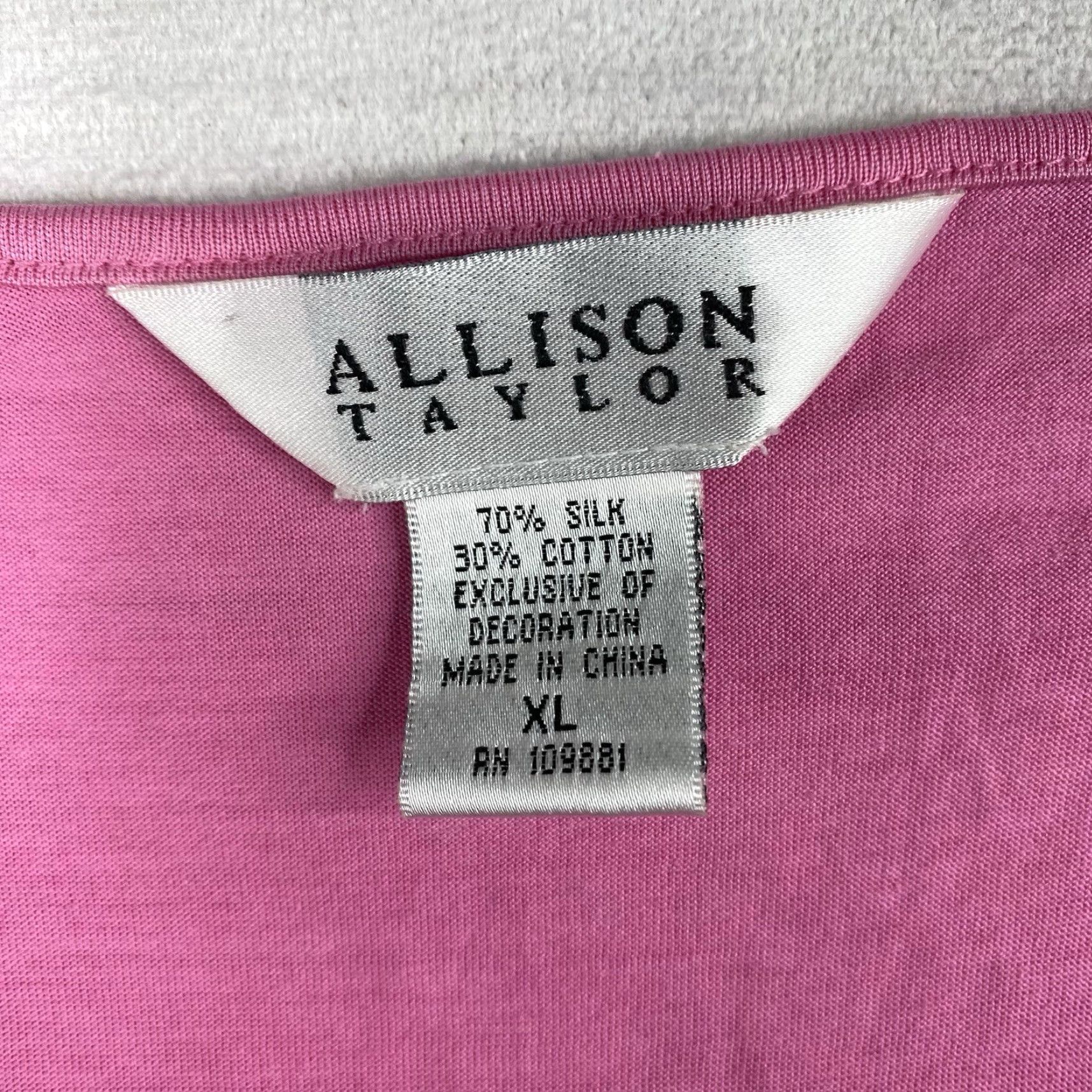 Vintage Vtg Allison Taylor Top Womens XL Pink Silk Blend V-Neck Tank Camisole Retro Size XL / US 12-14 / IT 48-50 - 3 Thumbnail