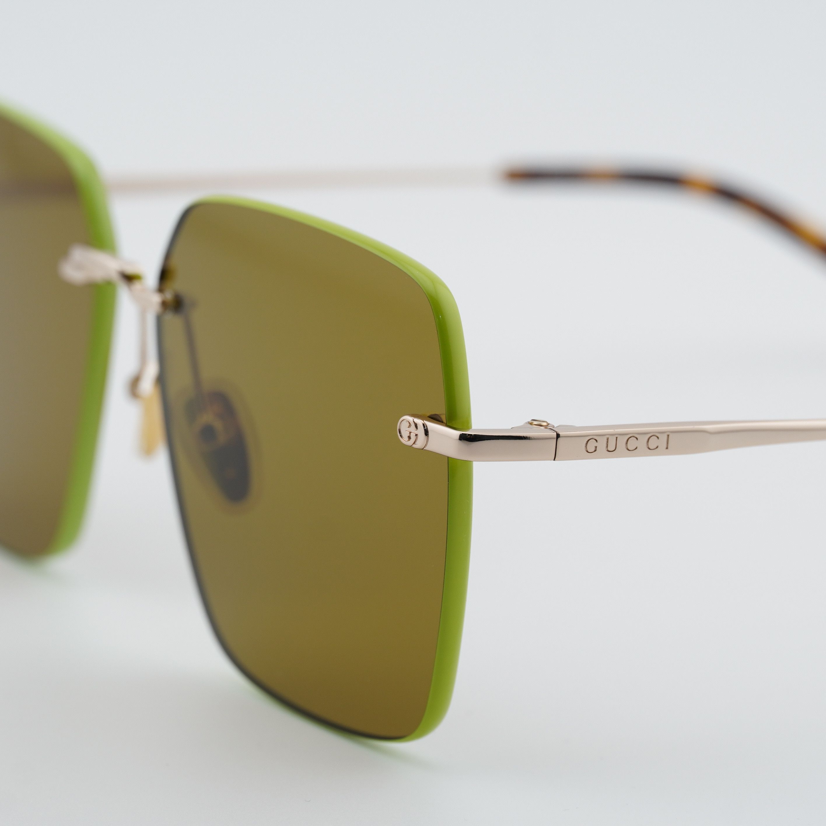 Gucci Gucci GG1955SA 004 Sunglasses Gold/Green Square Frame Size ONE SIZE - 2 Thumbnail