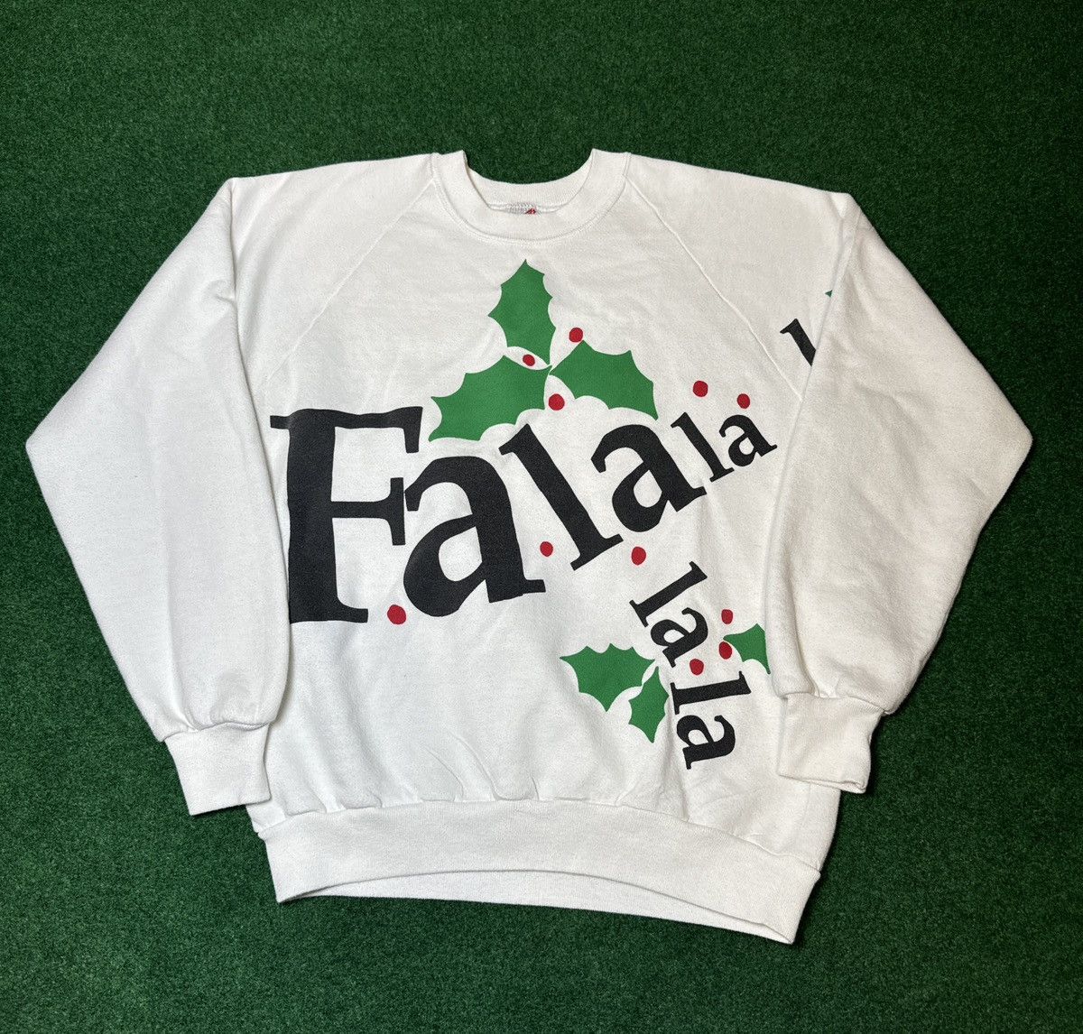 Jerzees × Vintage Vintage 80s 90s Christmas Fa La La La Carol Cute Sweatshirt Size L / US 10 / IT 46 - 1 Thumbnail