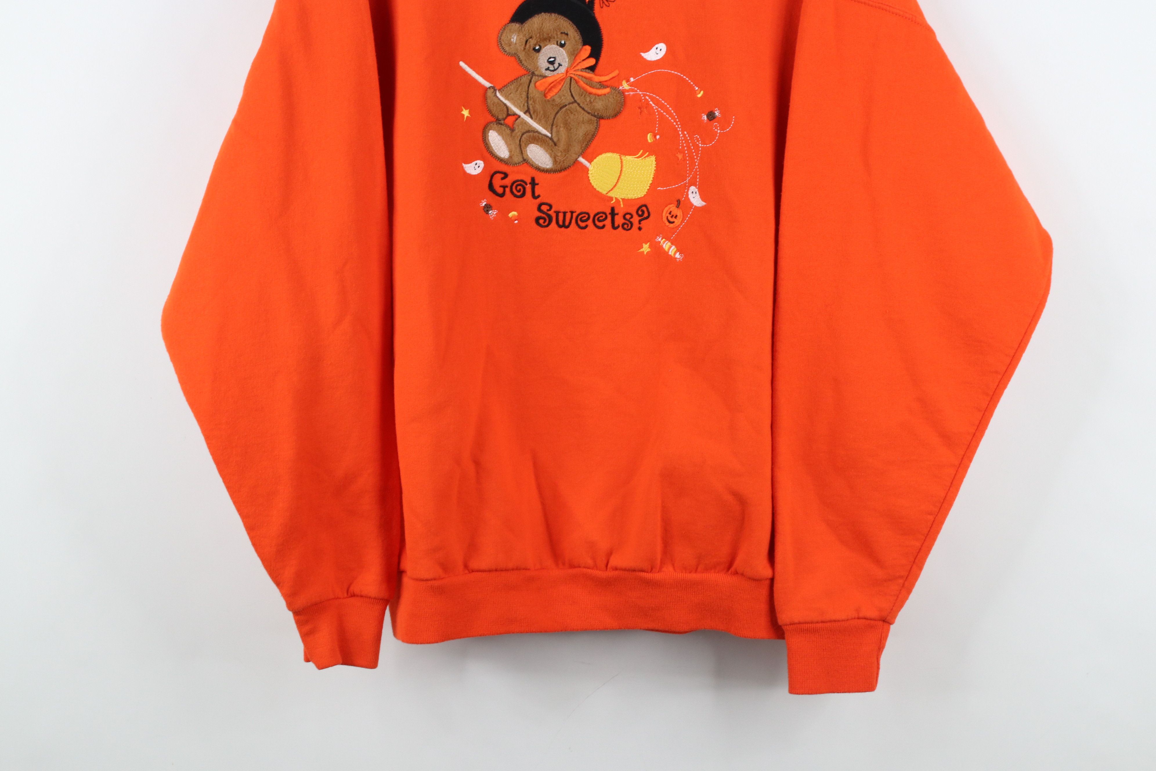 Vintage Vintage 90s Streetwear Halloween Witch Sweatshirt Orange Size L / US 10 / IT 46 - 3 Thumbnail