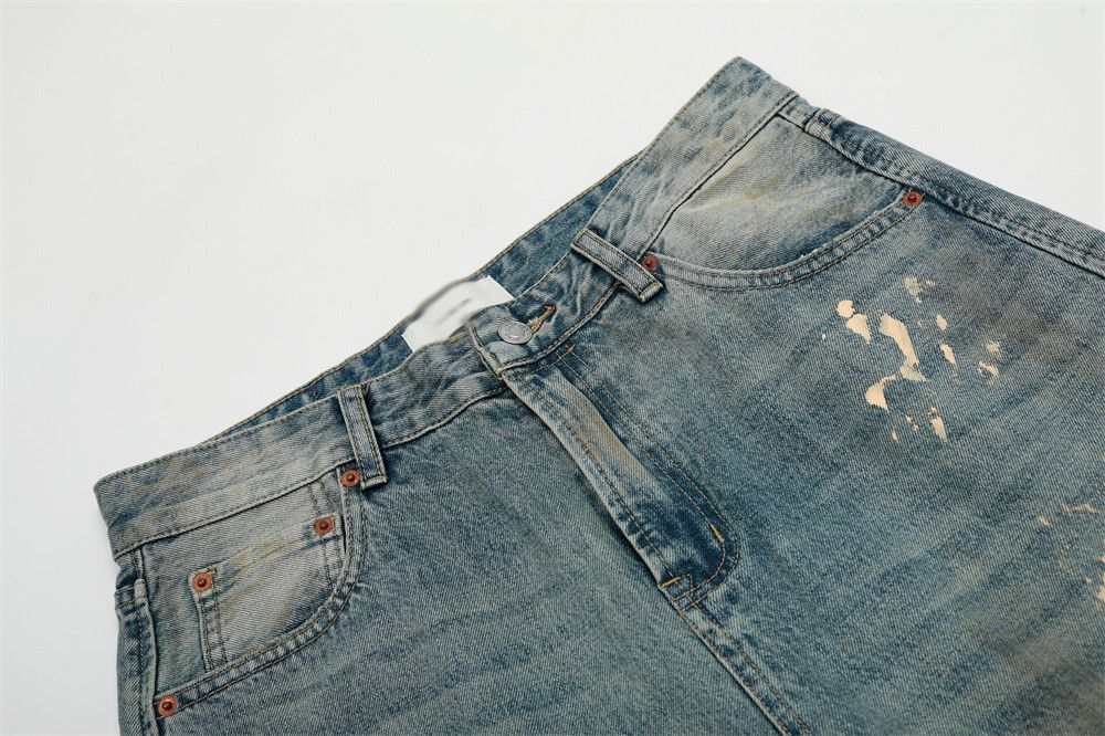 Vintage Punk washed distressed loose ink-splashed scimitar jeans Size US 32 / EU 48 - 3 Thumbnail