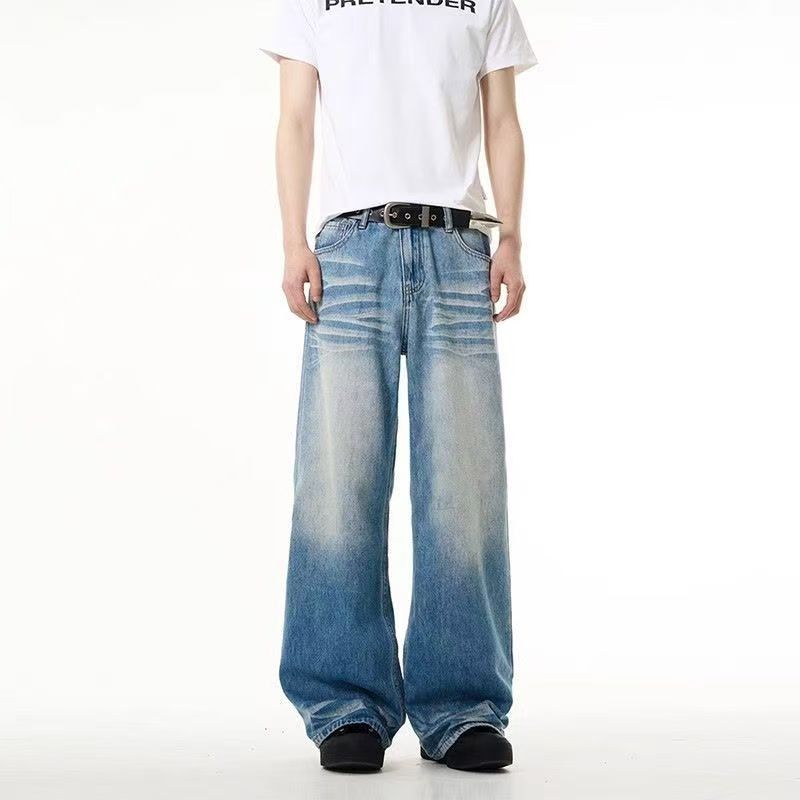 Japanese Brand × Vintage Blue washed vintage distressed oversized straight jeans Size US 32 / EU 48 - 1 Thumbnail