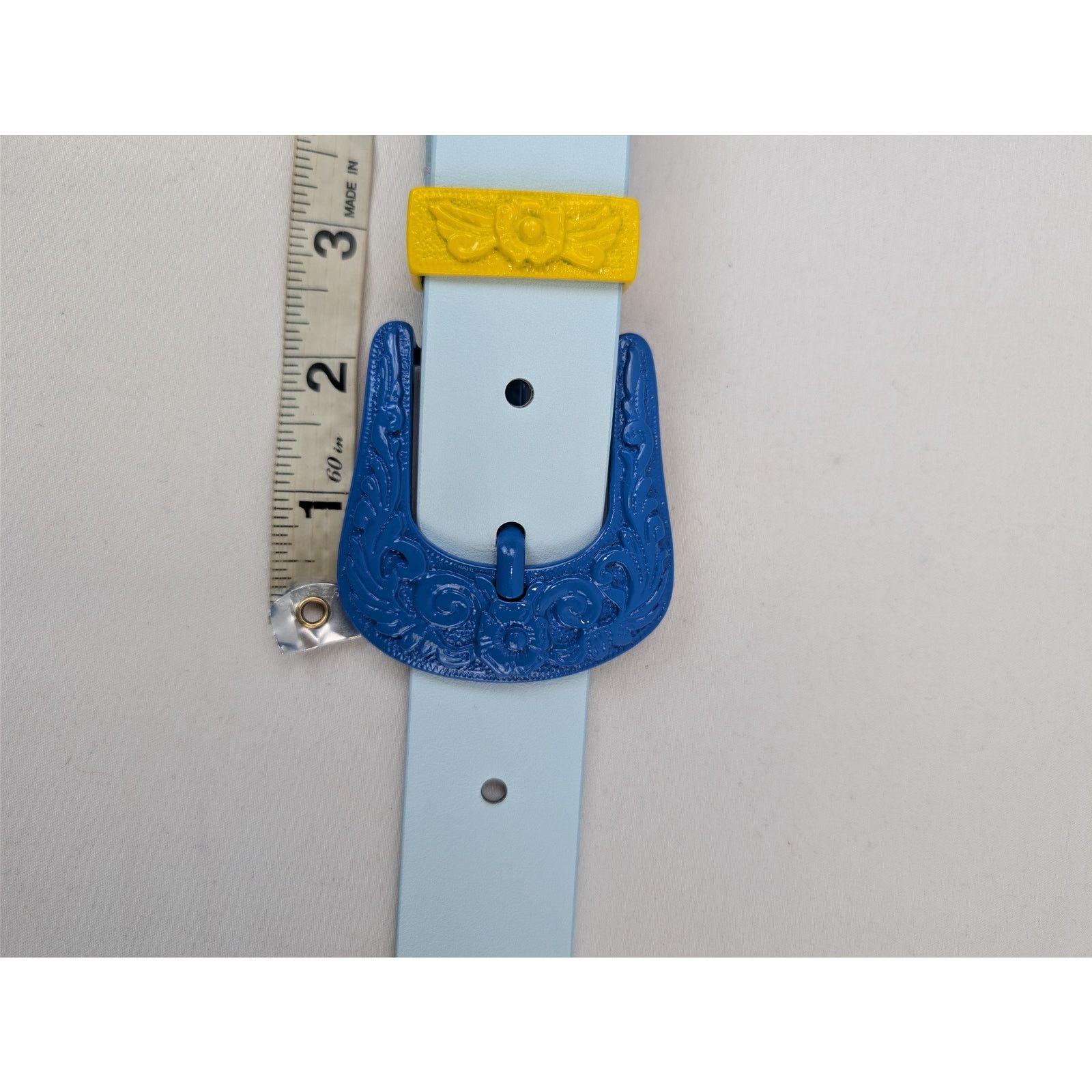 Casablanca o1rshd1 Size: 90 / Leather Comboy Buckle Belt in Light Blue Size 36 - 14 Thumbnail