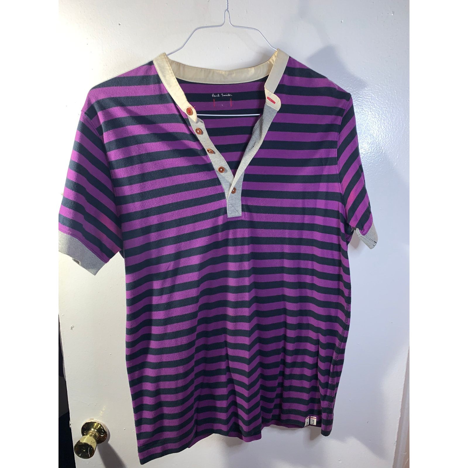 Paul Smith Paul Smith Archive Striped Henley Purple Black Men’s Large Size US L / EU 52-54 / 3 - 11 Thumbnail