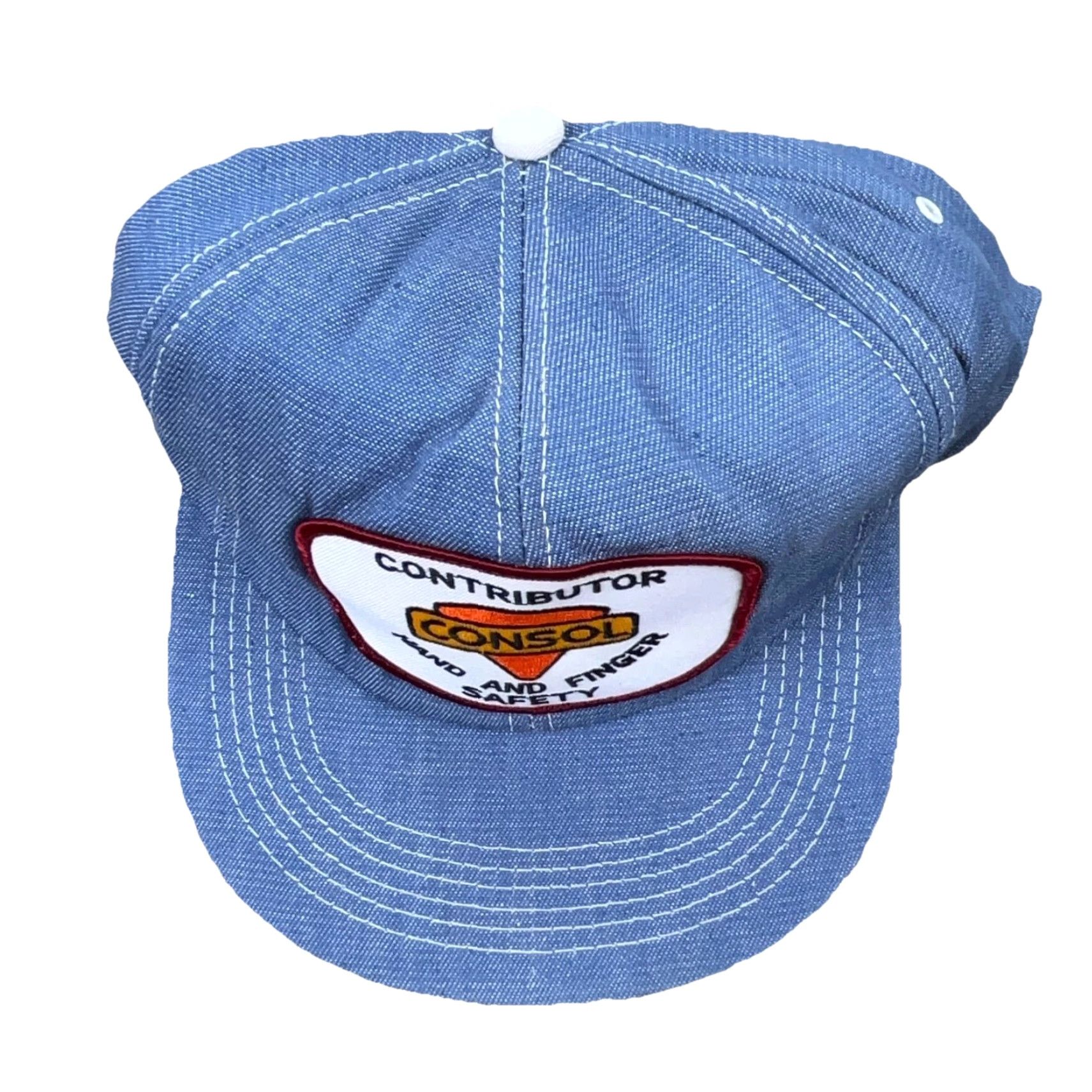 Coal VINTAGE Consol Hat Cap Trucker Denim Snap Back USA Patch Coal Mining Jean 80s EE Size US 35 - 3 Thumbnail