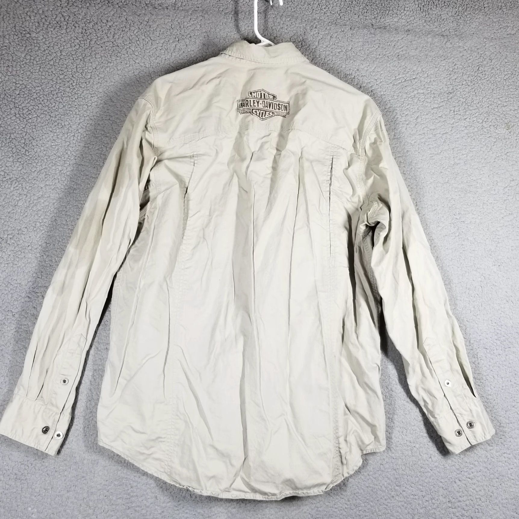 Harley Davidson Harley-Davidson Shirt Mens Large Beige Long Sleeve Button Up Embroidered Biker Size US L / EU 52-54 / 3 - 3 Thumbnail