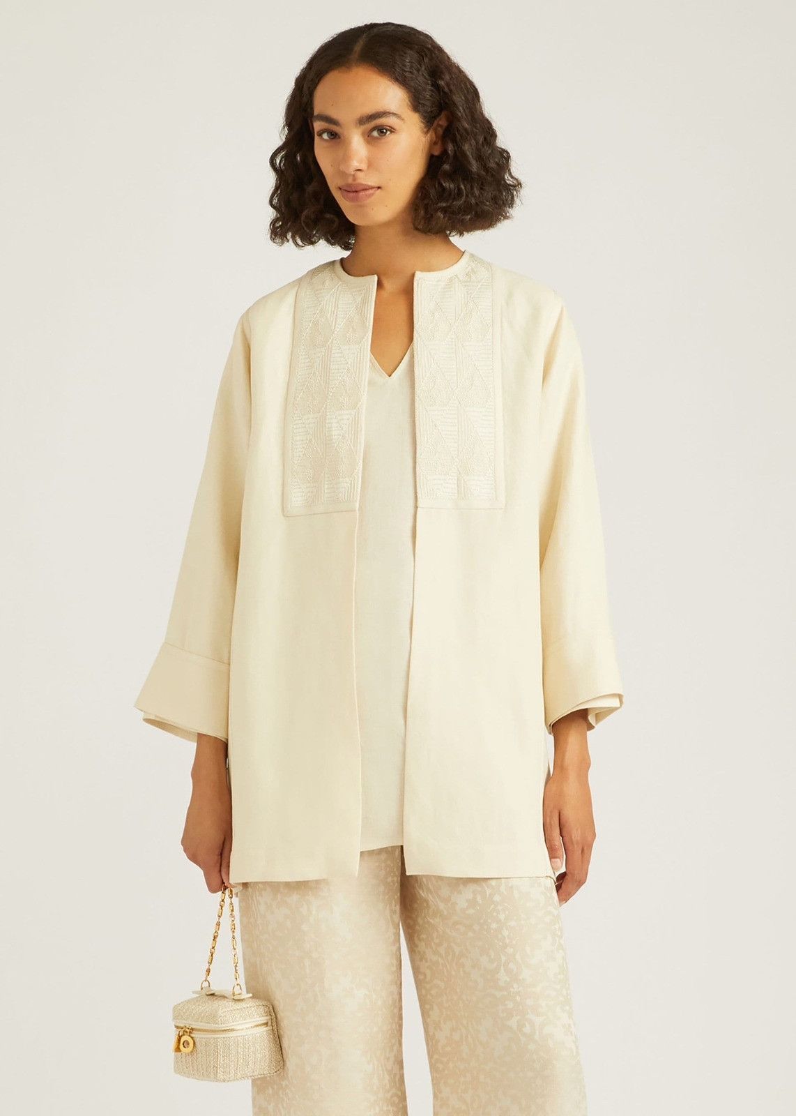Loro Piana o1srvl11e0824 Christa Antigua Jacket in Cream Size XXL / US 16-18 / IT 52-54 - 2 Thumbnail