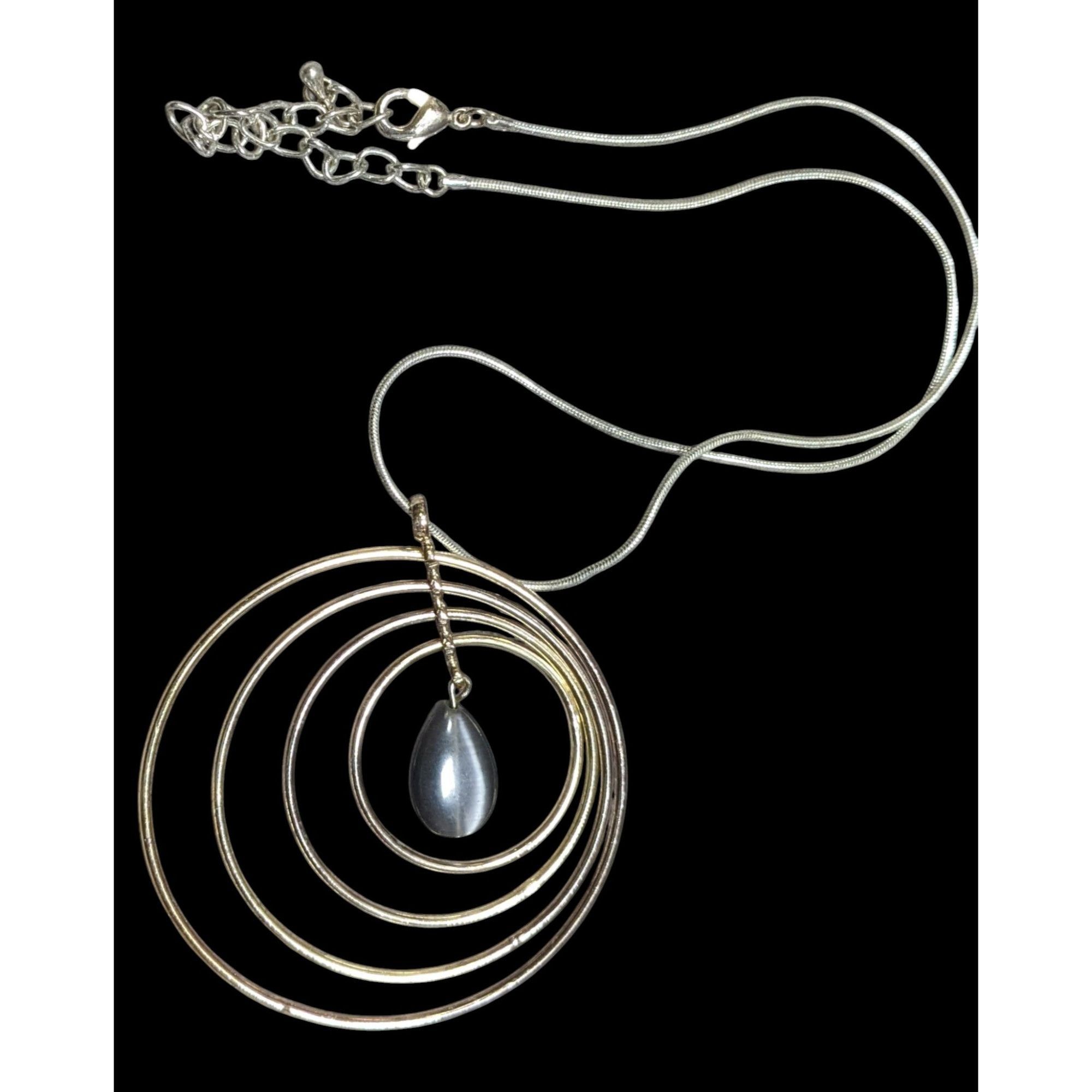 Other Gold & Silver Spiral Tone Pendant Necklace With Teardrop Cha Size ONE SIZE - 1 Thumbnail