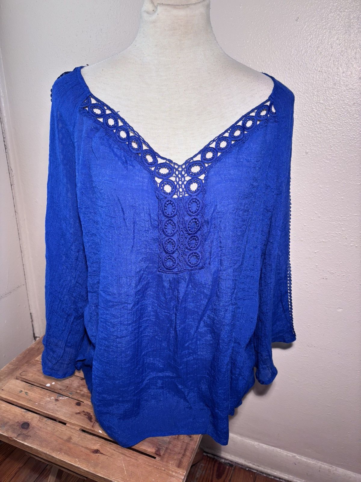 Other Zac & Rachel Lace Trim Peasant Blouse Size XXL / US 16-18 / IT 52-54 - 5 Thumbnail