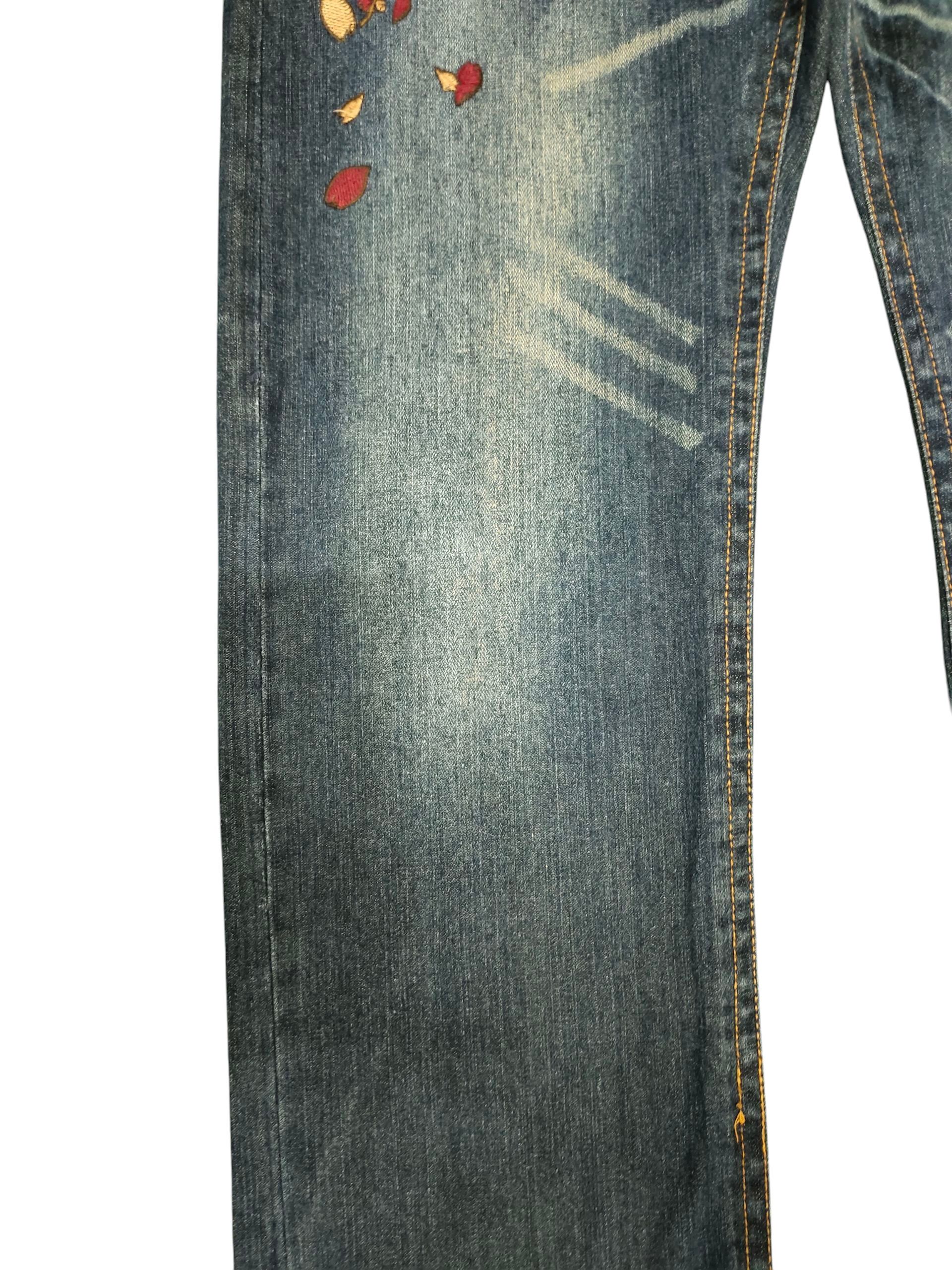 Karakuri Tamashii Vintage Seku Sukajan Koi Embroidered Denim Jeans Karakuri Size US 35 - 4 Thumbnail