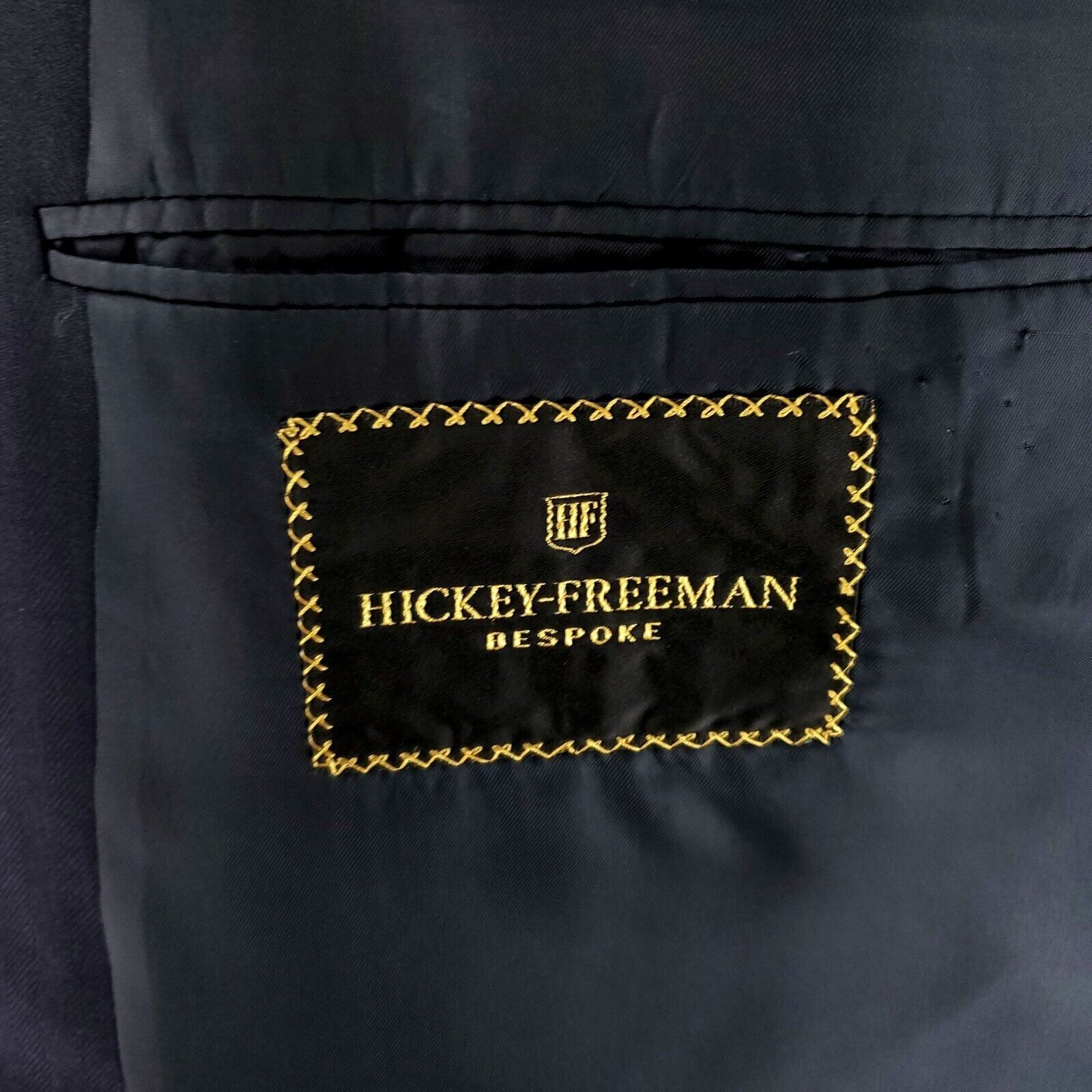 Hickey Freeman Hickey Freeman Bespoke Wool 2 Button Blazer 46R Blue Herring Size 46R - 7 Thumbnail