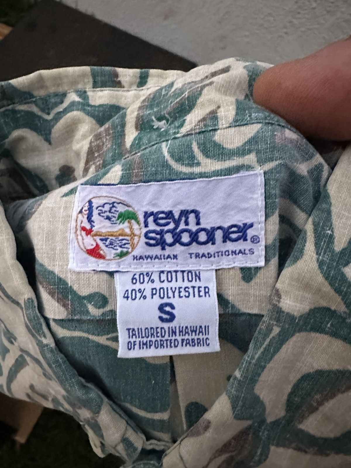Reyn Spooner PreOwned Reyn Spooner Hawaiian Print Green/Cream Men's S Size US S / EU 44-46 / 1 - 4 Thumbnail