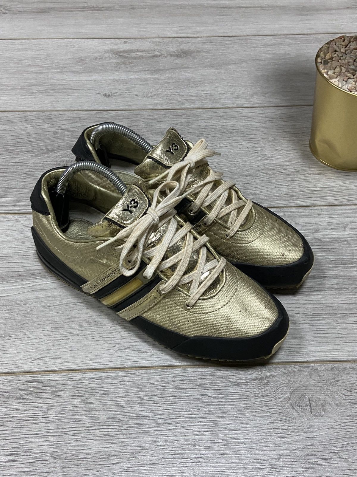 Adidas Y-3 Yohji vintage leather gold boxers trainers sneakers Size US 8.5 / EU 41-42 - 2 Thumbnail