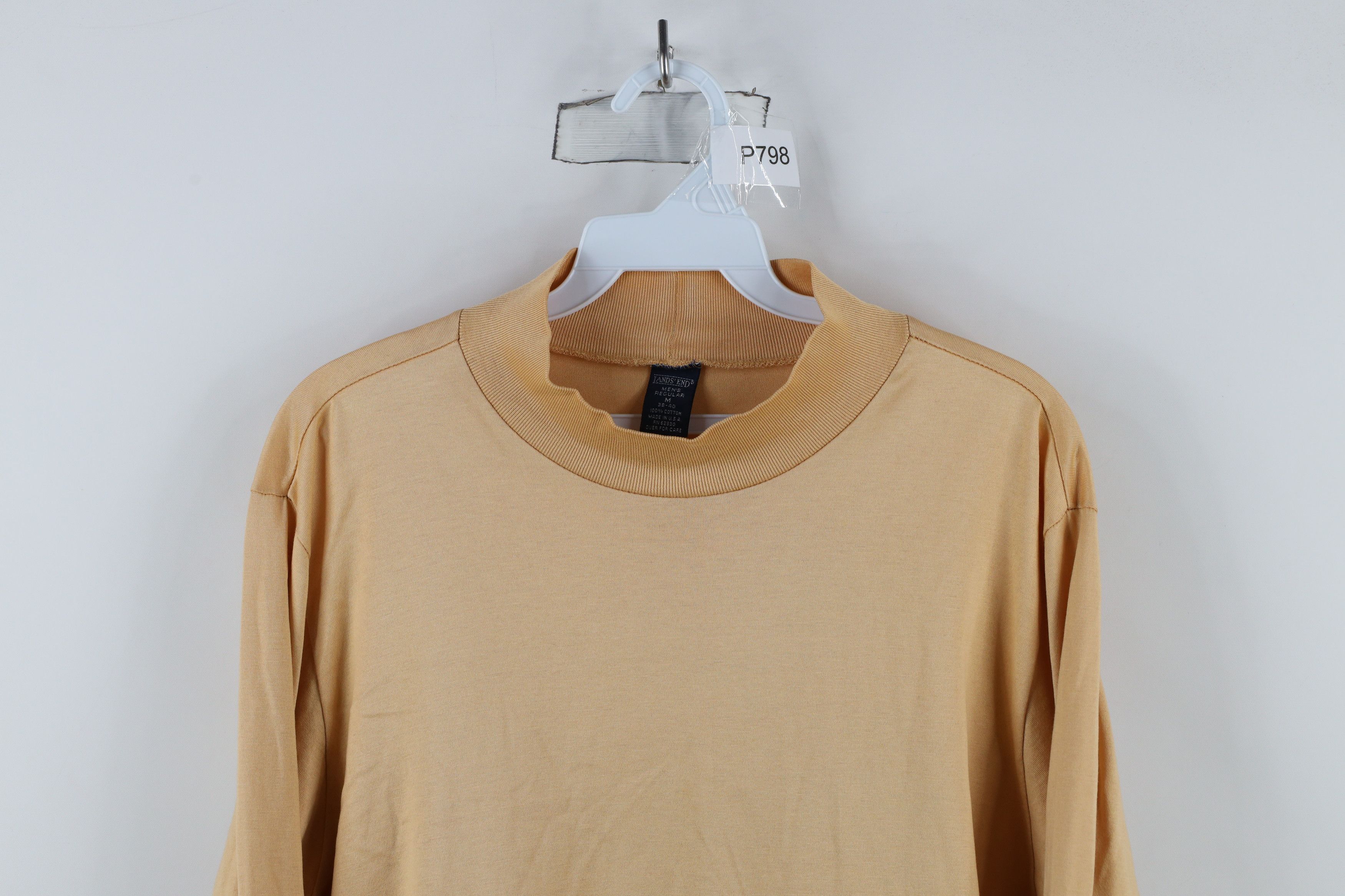 Lands' End × Vintage Vintage 90s Lands End Mock Neck Long Sleeve T-Shirt Gold USA Size US M / EU 48-50 / 2 - 2 Thumbnail