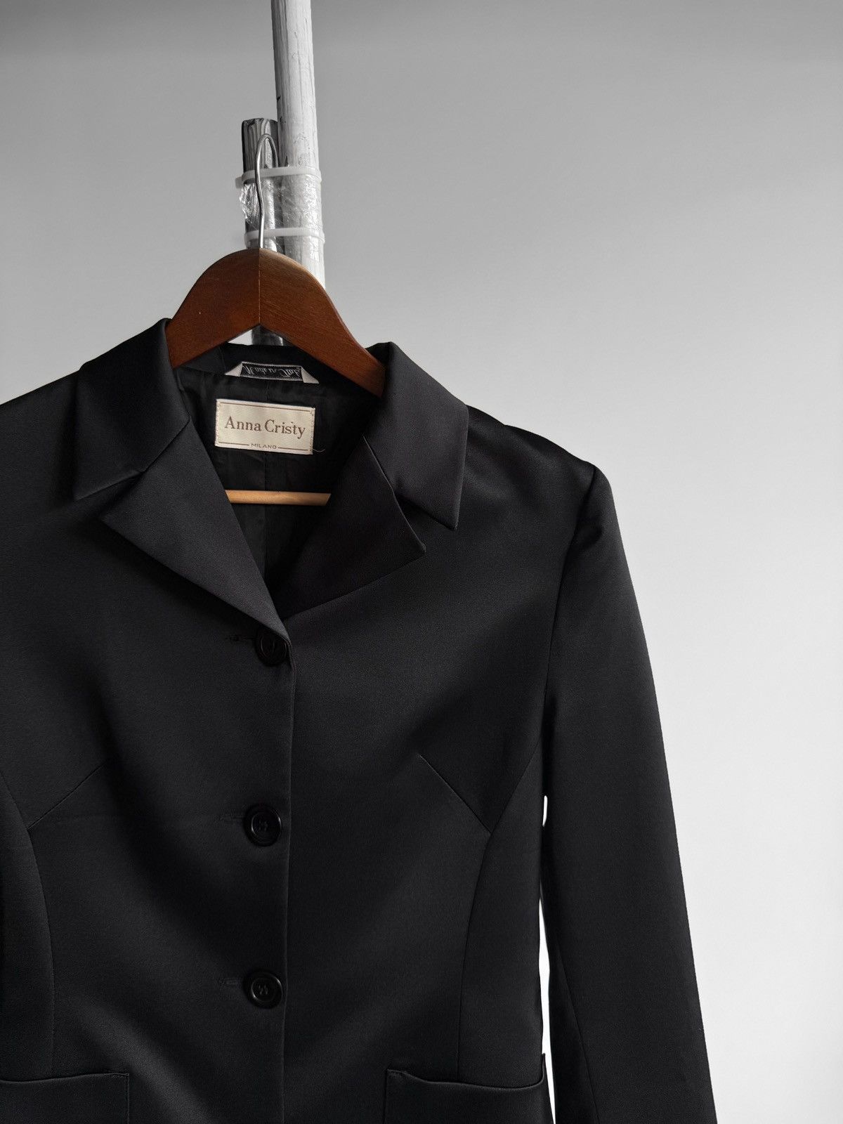 Other Anna Cristy Womens Vintage Y2K Satin 3 Button Blazer Jacket Size M / US 6-8 / IT 42-44 - 2 Thumbnail