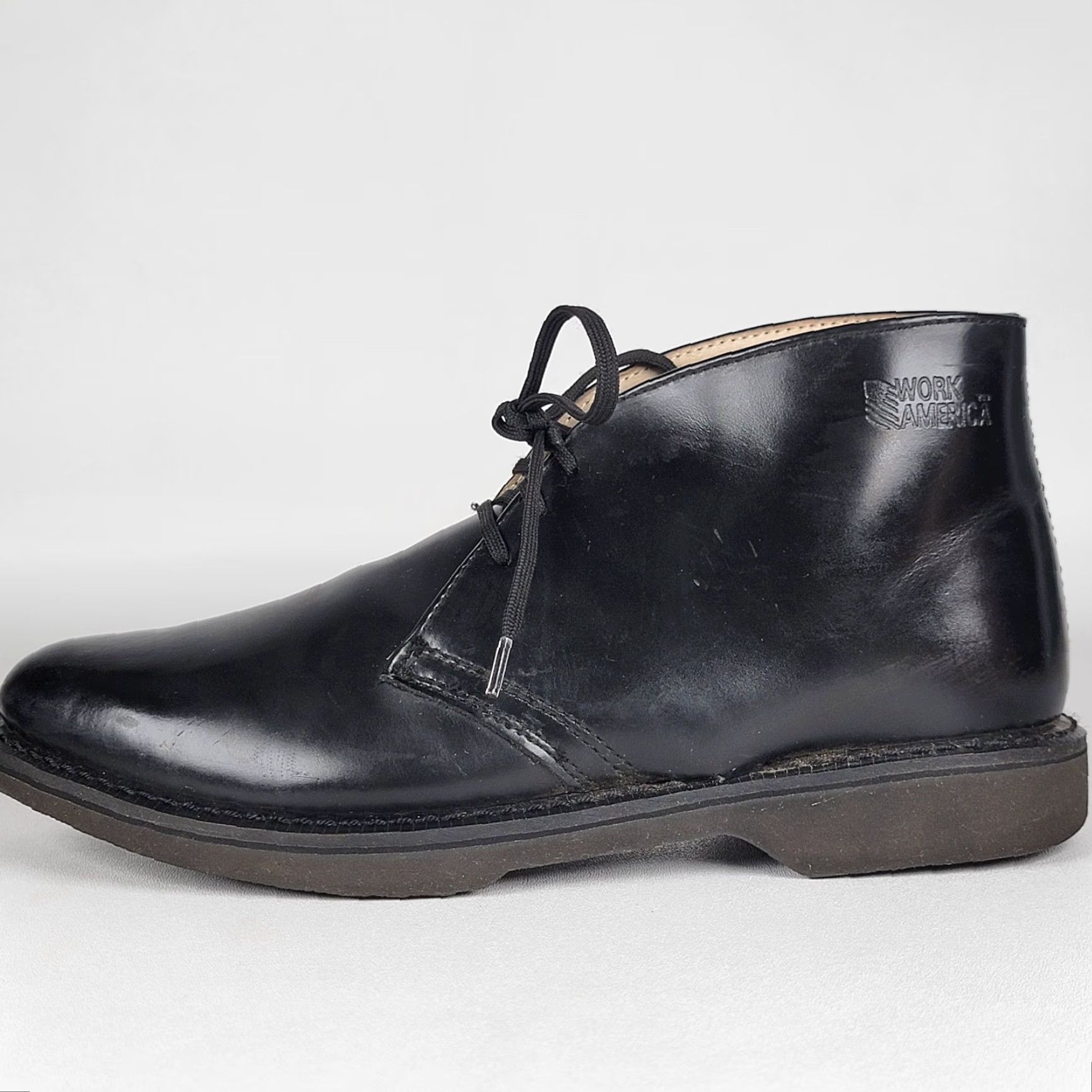 Vintage Work America Boots Chukka Boots Black Slip Resistant Oil Resistant Men 11 EA Leather Leather Ankle Lace Up Round Toe Size US 11 / EU 44 - 7 Thumbnail