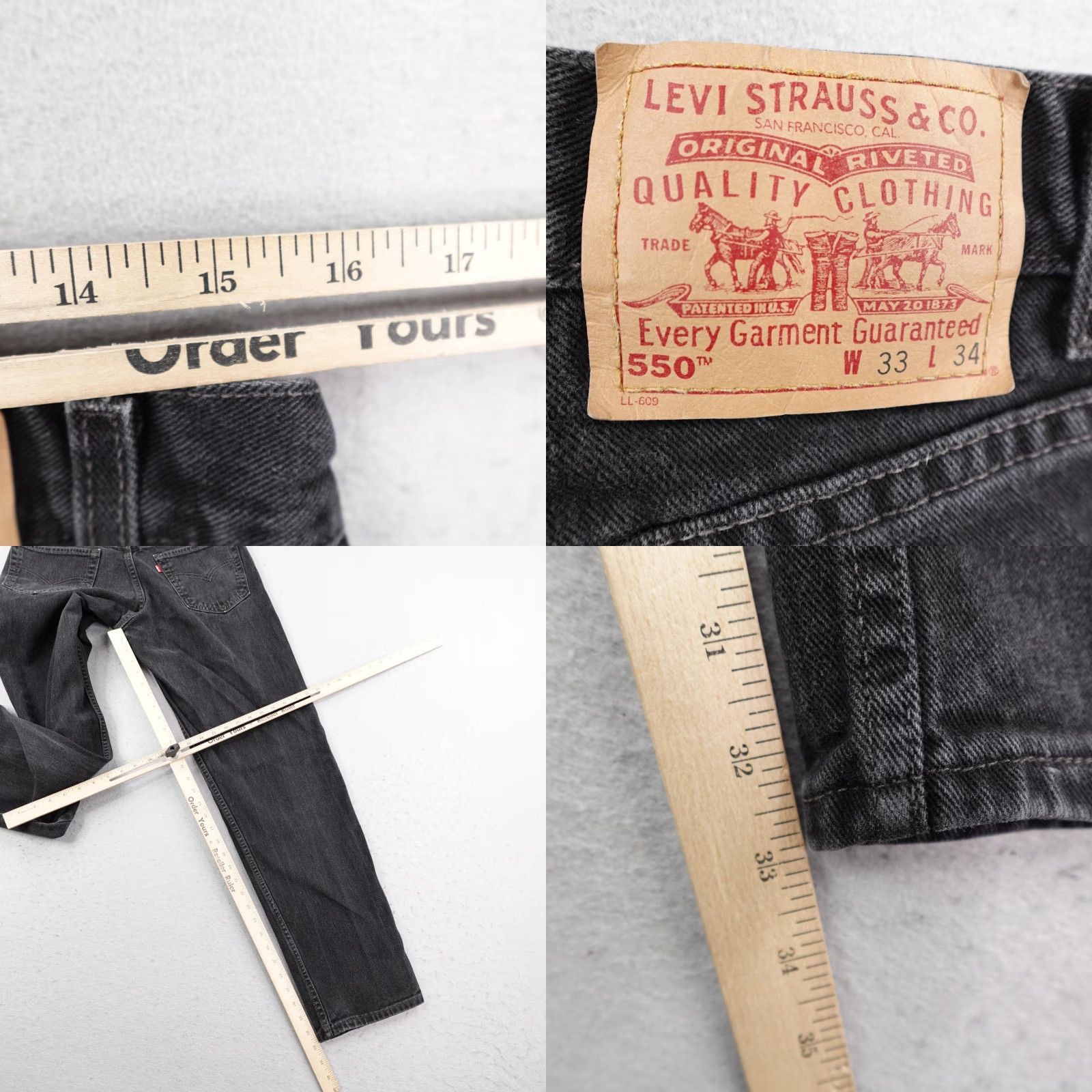 Levi's VINTAGE Levi's 550 Jeans Mens 33 Inseam 33 Gray Charcoal Wash Denim Tapered Relaxed Fit 2000s 90s Y2K Clothing Size US 33 - 8 Thumbnail