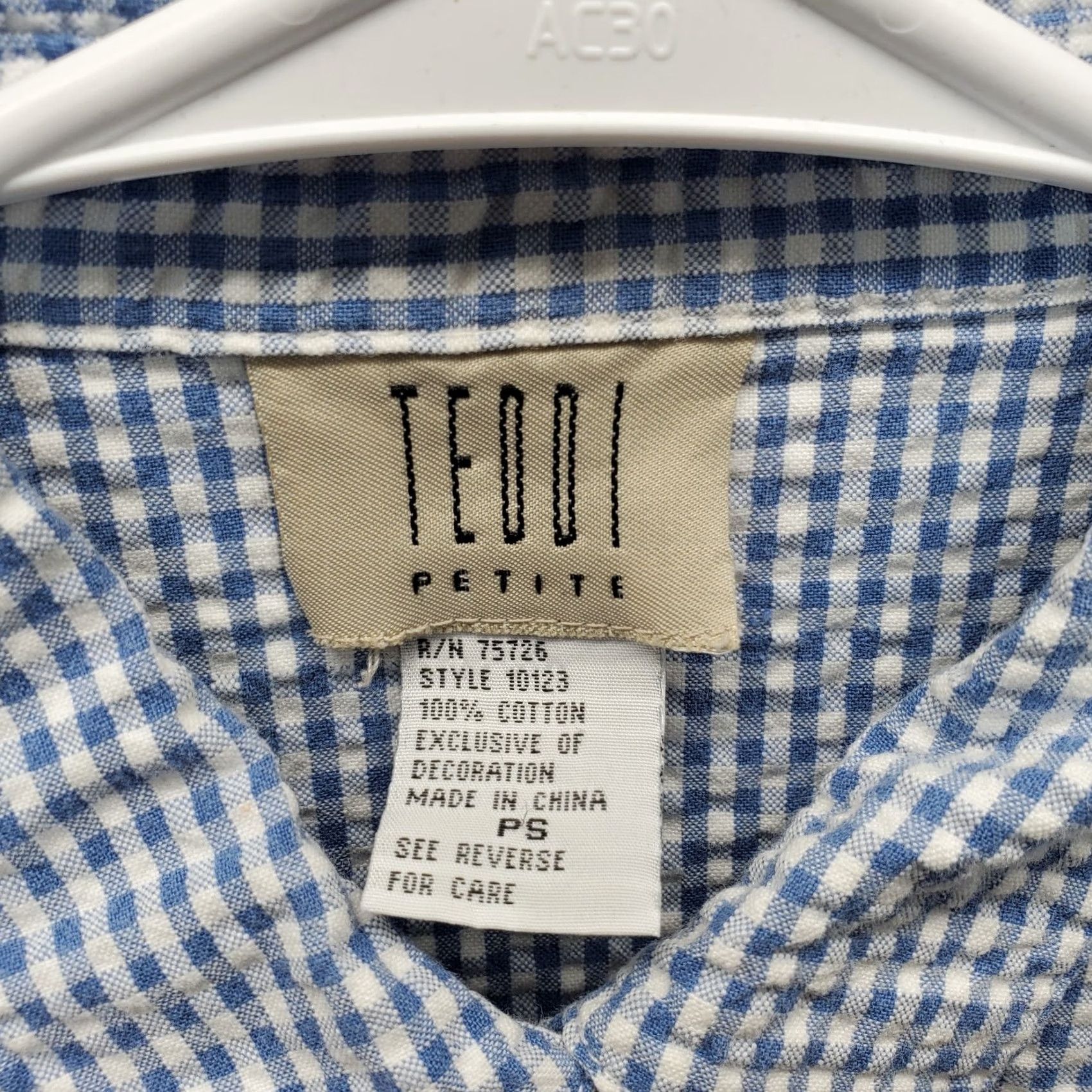 Vintage VINTAGE Teddi Shirt Womens PS Multi Embroidered Patriotic Button-Up Seersucker Shirt Size S / US 4 / IT 40 - 5 Thumbnail