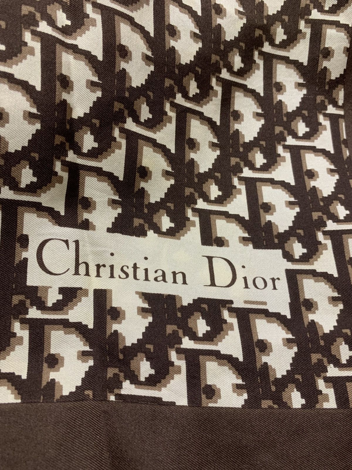 Christian Dior Monsieur Vintage Christian Dior Monogram Silk Brown Scarf Size ONE SIZE - 2 Thumbnail
