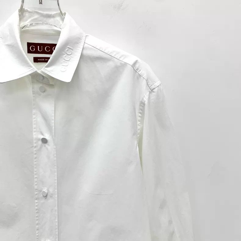 Gucci Gucci White logo embossed cotton lapel single-breasted lon Size XS / US 0-2 / IT 36-38 - 3 Thumbnail