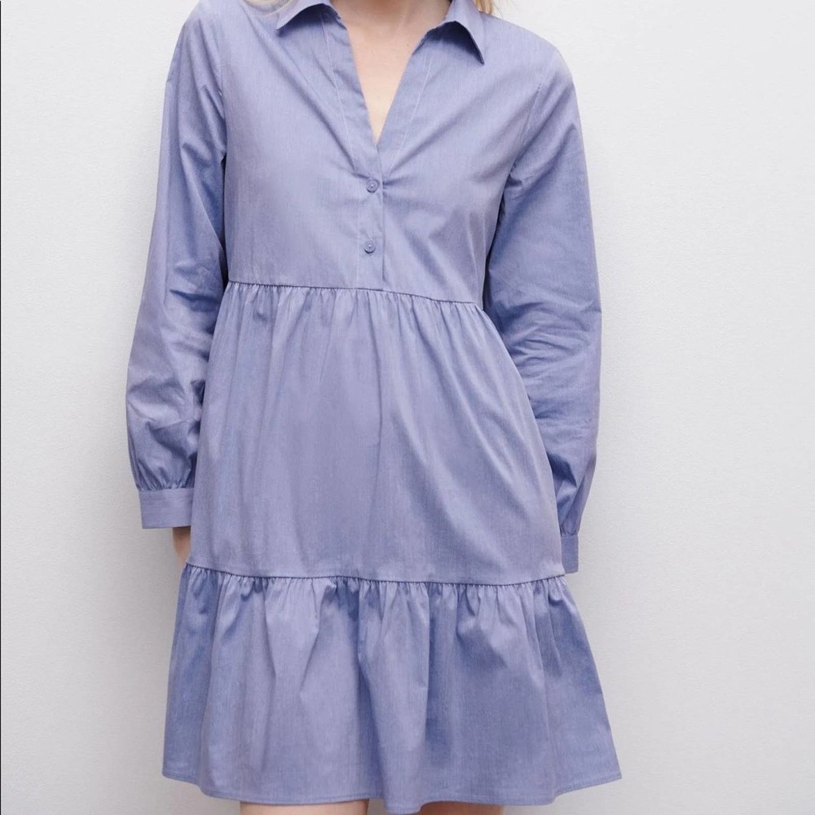 Zara ZARA MINI SHIRT DRESS Size L / US 10 / IT 46 - 4 Thumbnail