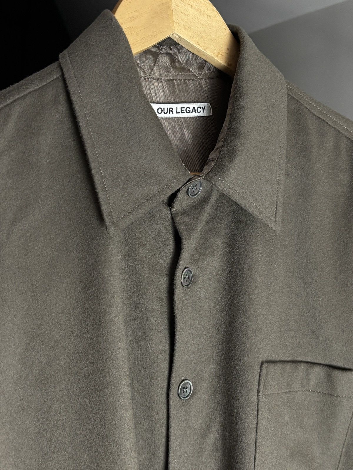 Our Legacy Our Legacy Olive Button Up Above Shirt Wool Cashmere Size US M / EU 48-50 / 2 - 3 Thumbnail
