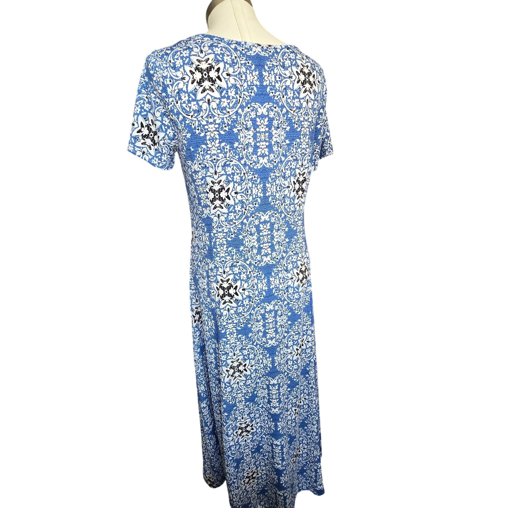 Other Blue & White Maxi Dress Patterned Short Sleeve Haani Petite Size L / US 10 / IT 46 - 5 Thumbnail