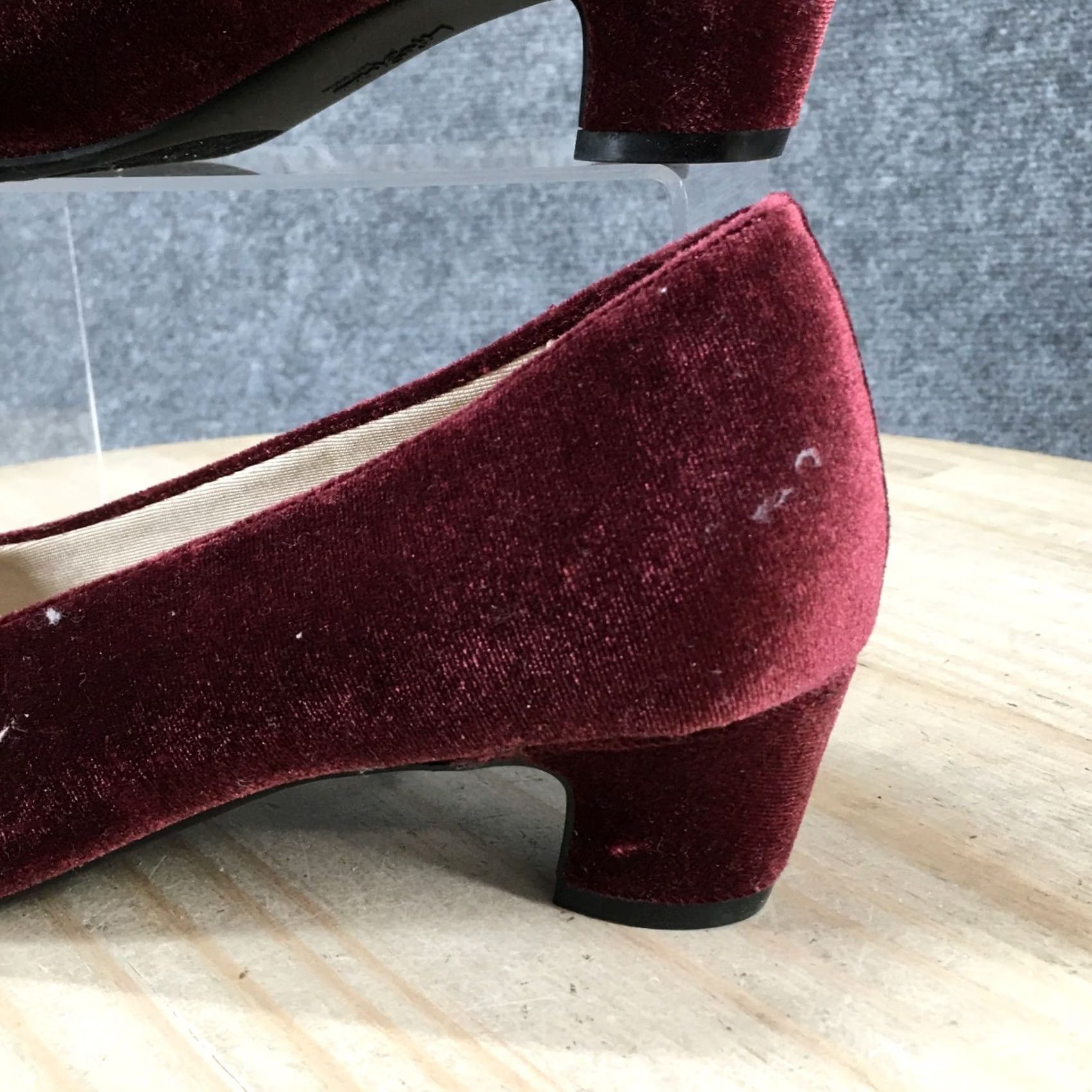 Vintage Life Stride Heels Pumps Minx Red Slip On Womens 8 M Classic Pointed Comfort Block Heel Size US 8 / IT 38 - 4 Thumbnail