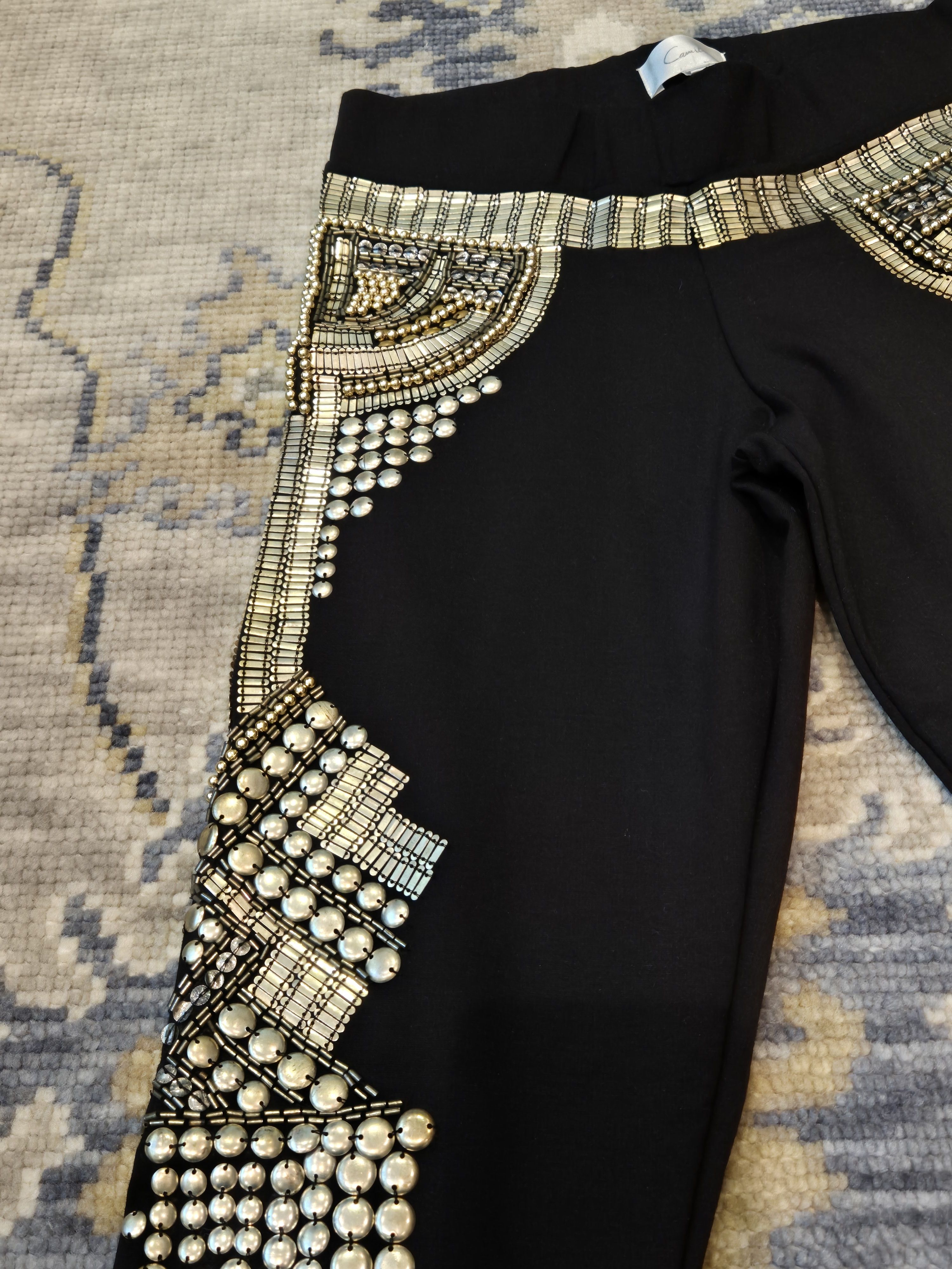 CAMILLA Camilla black & gold heavily embellished leggings Size 27" / US 4 / IT 40 - 2 Thumbnail