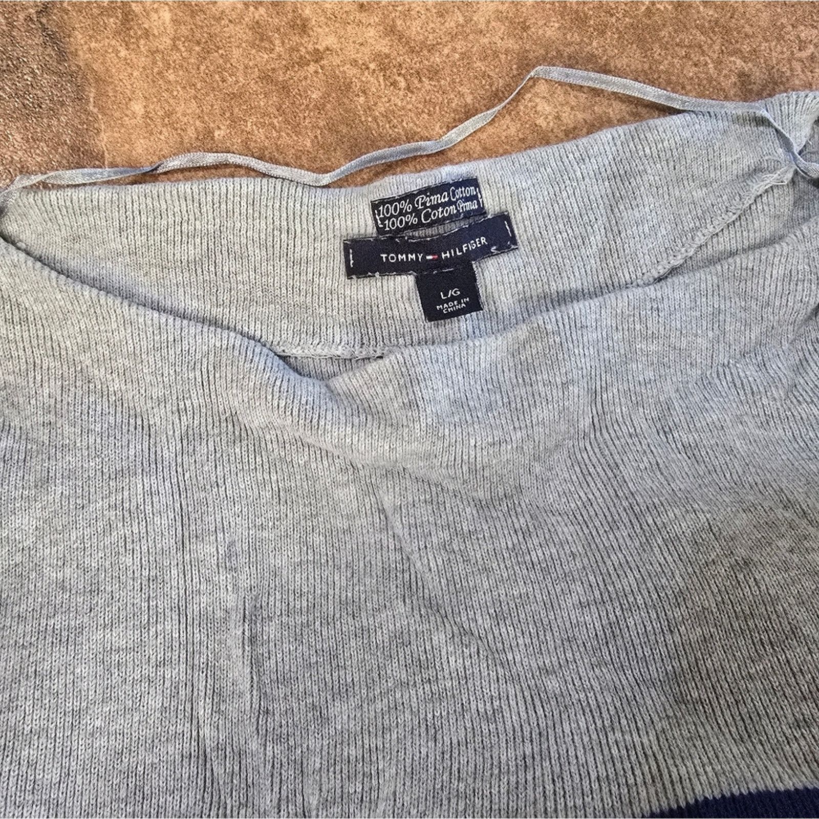 Tommy Hilfiger Grey Striped | TOMMY HILFIGER | Sweater Long Sleeve Size L / US 10 / IT 46 - 4 Thumbnail