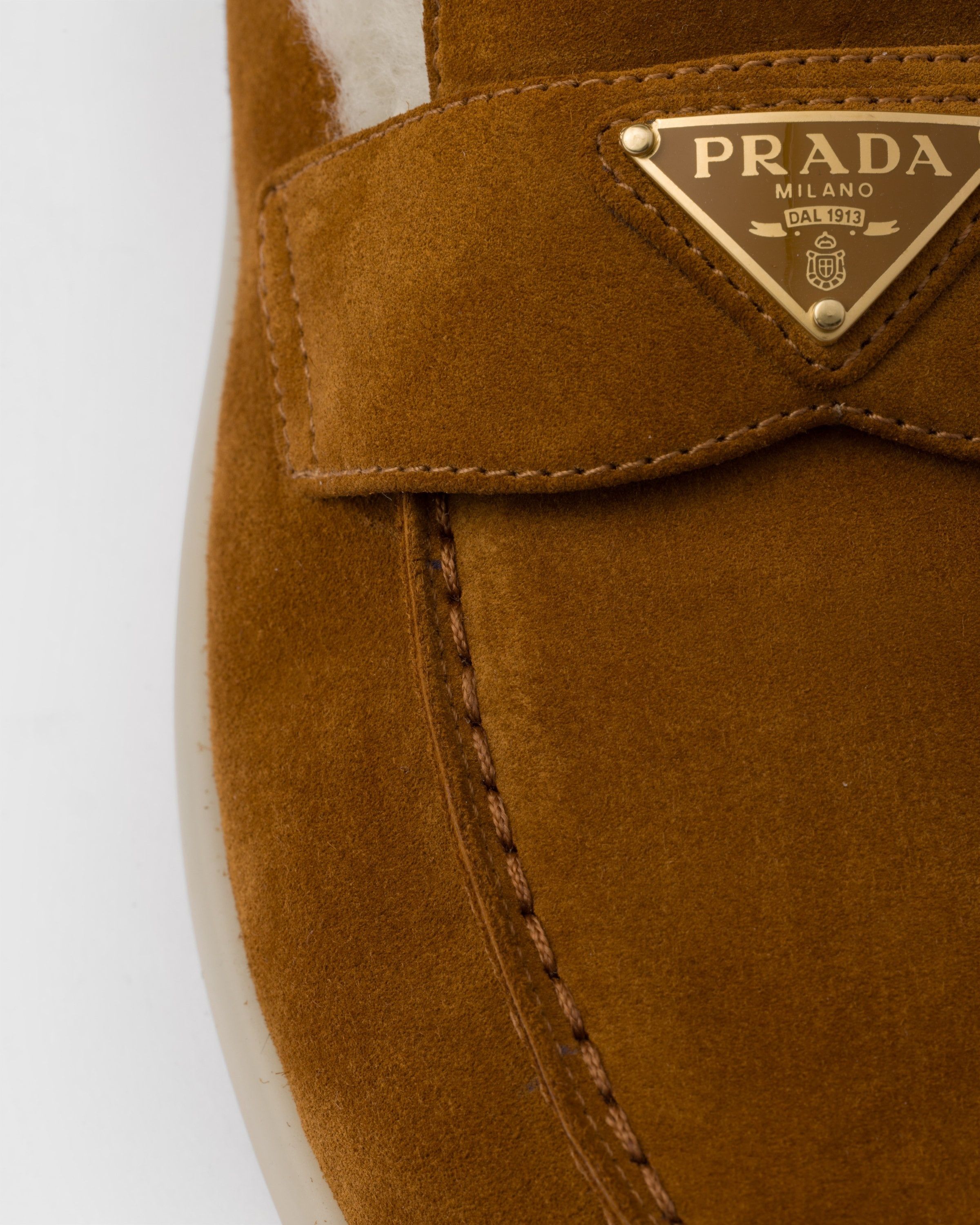 Prada o1la1rc1a0925 Suede and Shearling Loafers in Brown Size US 10 / EU 43 - 7 Thumbnail