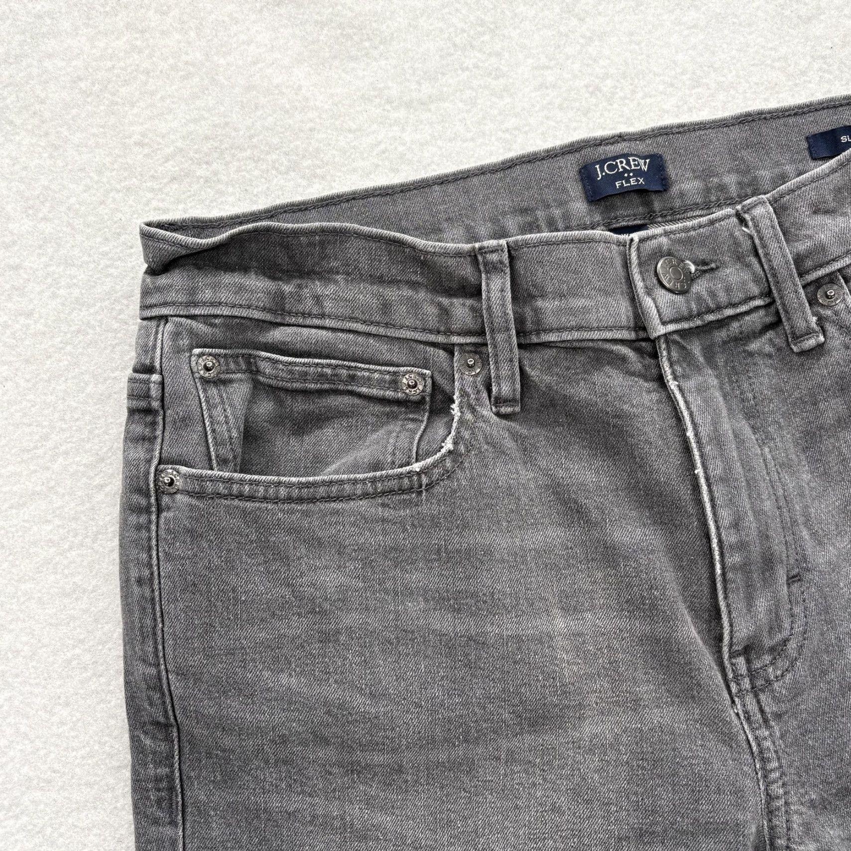 J.Crew J.CREW FLEX Jeans Mens 31x32 Charcoal Gray Wash Slim Stretch Denim Casual Preppy Size US 31 - 3 Thumbnail