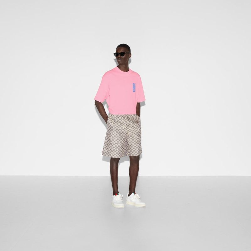 Gucci o1loc1c1225 784361 Printed Cotton Jersey T Shirt in Pink Size US XS / EU 42 / 0 - 2 Thumbnail