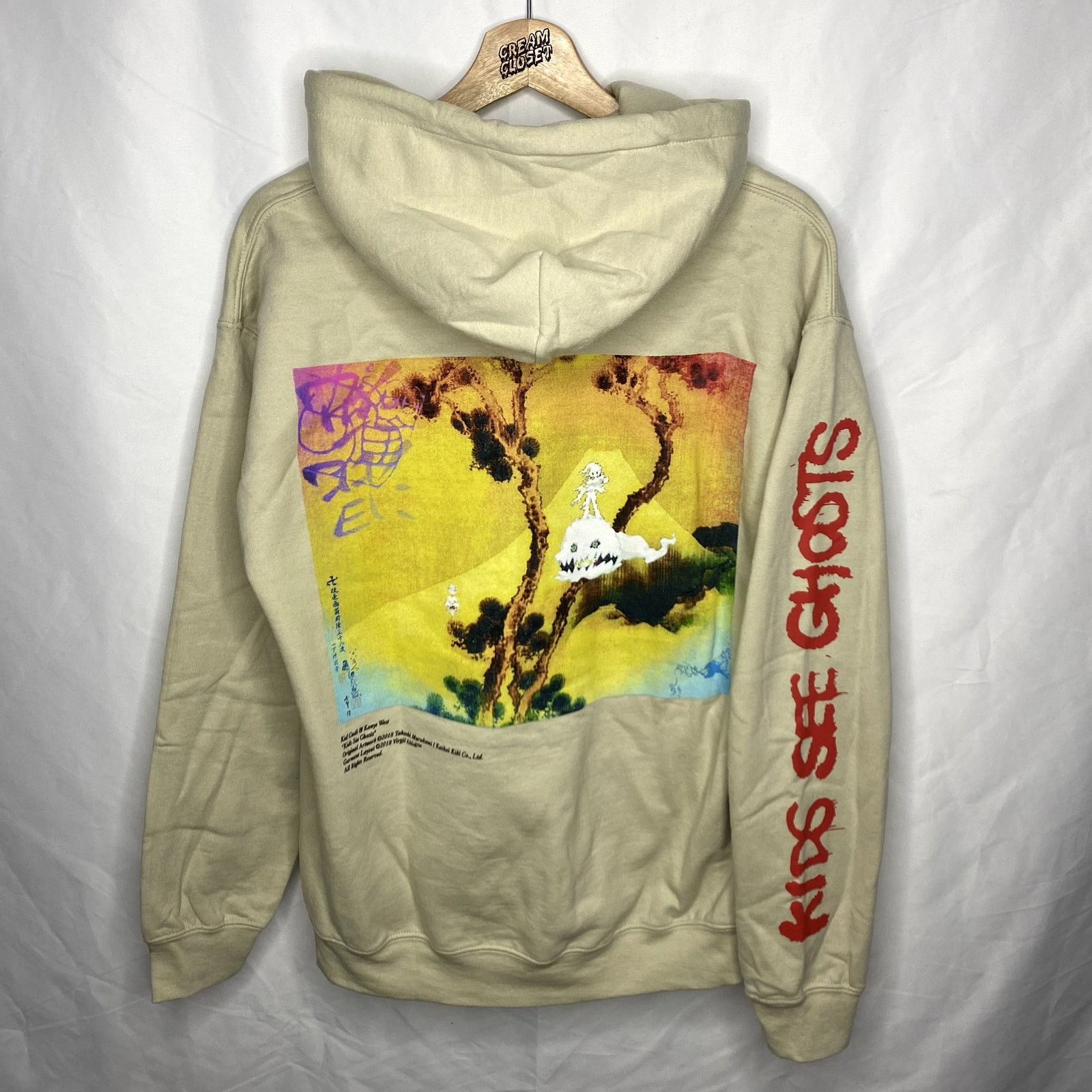image of Kanye West x Kid Cudi Kids See Ghosts Ksg Hip Hop Rap Tour Merch Hoodie in Cream (Size Medium)