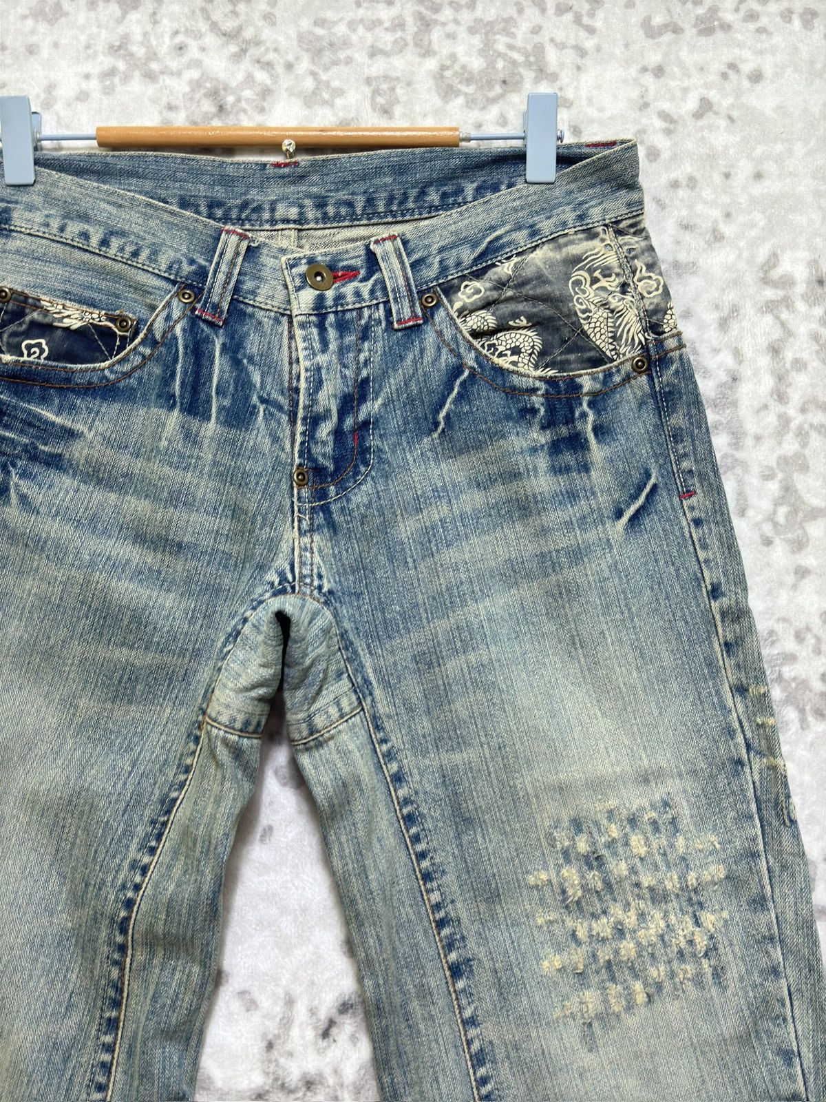 Hysteric Glamour Vintage Japan Dragon Tattoo Fabric Patch Muddy Wash Size US 30 / EU 46 - 5 Thumbnail
