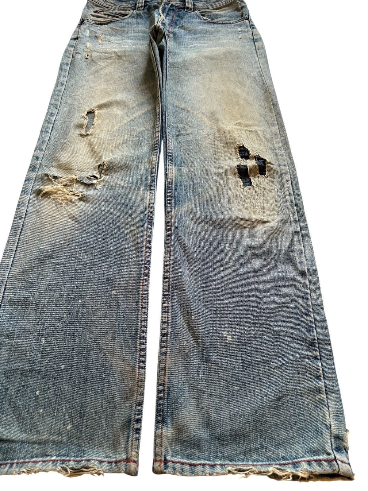 Japanese Brand × Kapital Vintage Nylaus Patches Mud Distressed Ripped Loose Jeans Size US 31 - 7 Thumbnail