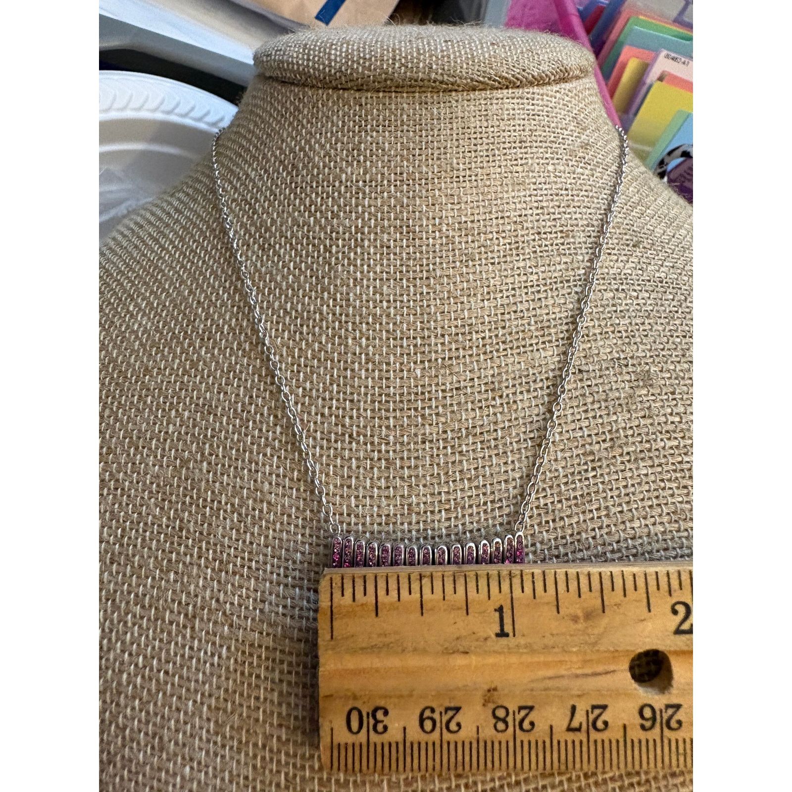 Other Vintage Swarovski Crystal Fringe Necklace Silver Tone Pink Size ONE SIZE - 6 Thumbnail