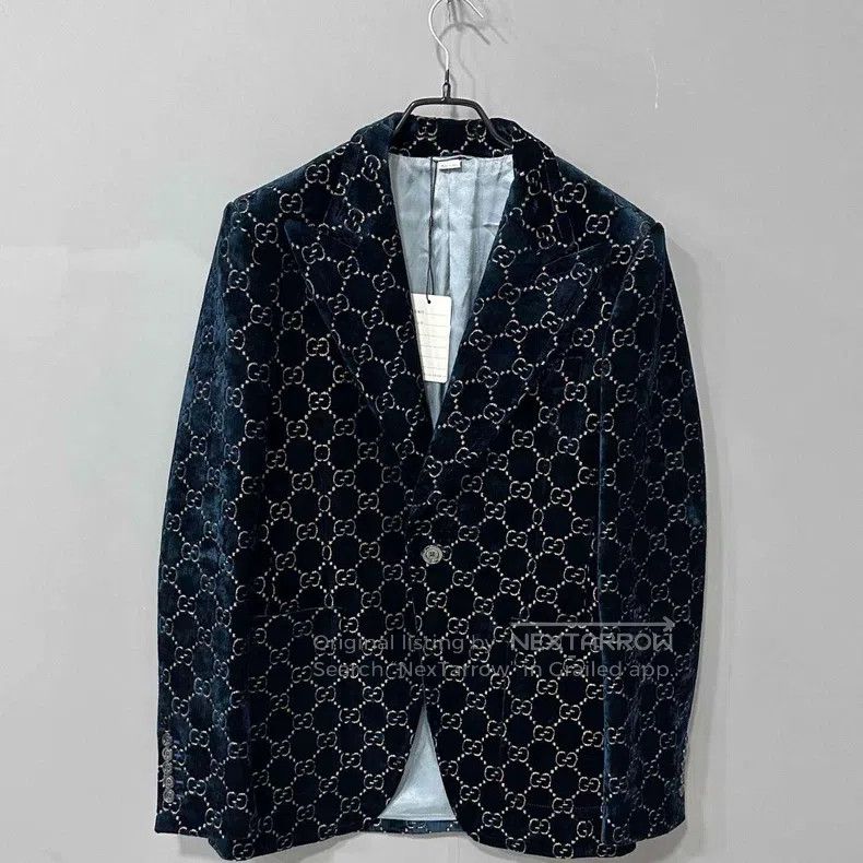 Gucci Gucci Velvet suit jacket with full print of old flowers Size US M / EU 48-50 / 2 - 1 Thumbnail