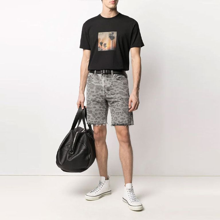 Saint Laurent Paris o1la1rc1a0825 638547 Raw-Edge Shorts in leopard Size US 32 / EU 48 - 3 Thumbnail