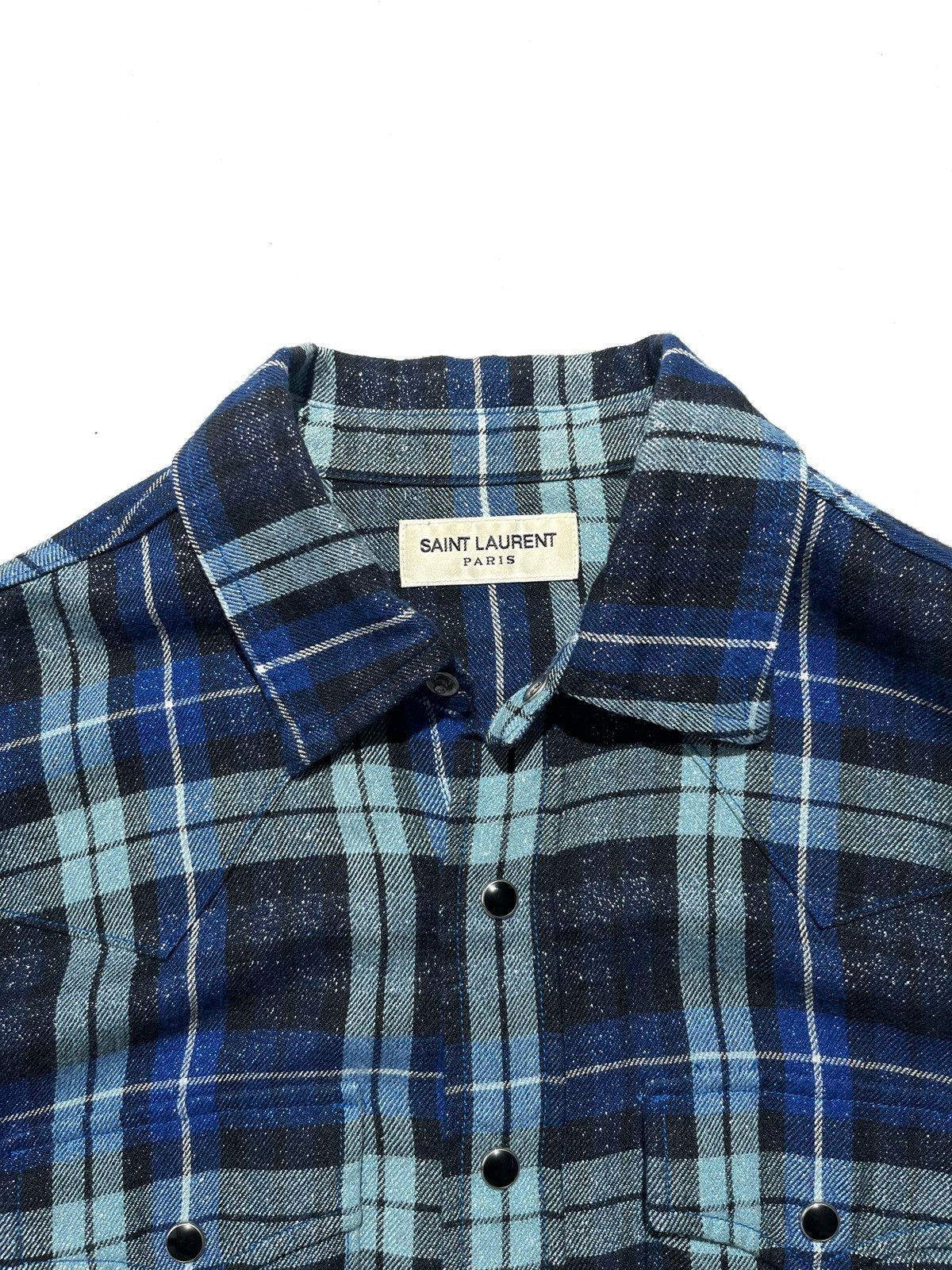 Saint Laurent Paris Saint Laurent Metallic Lurex Shine Western Flannel Shirt Size US S / EU 44-46 / 1 - 2 Thumbnail