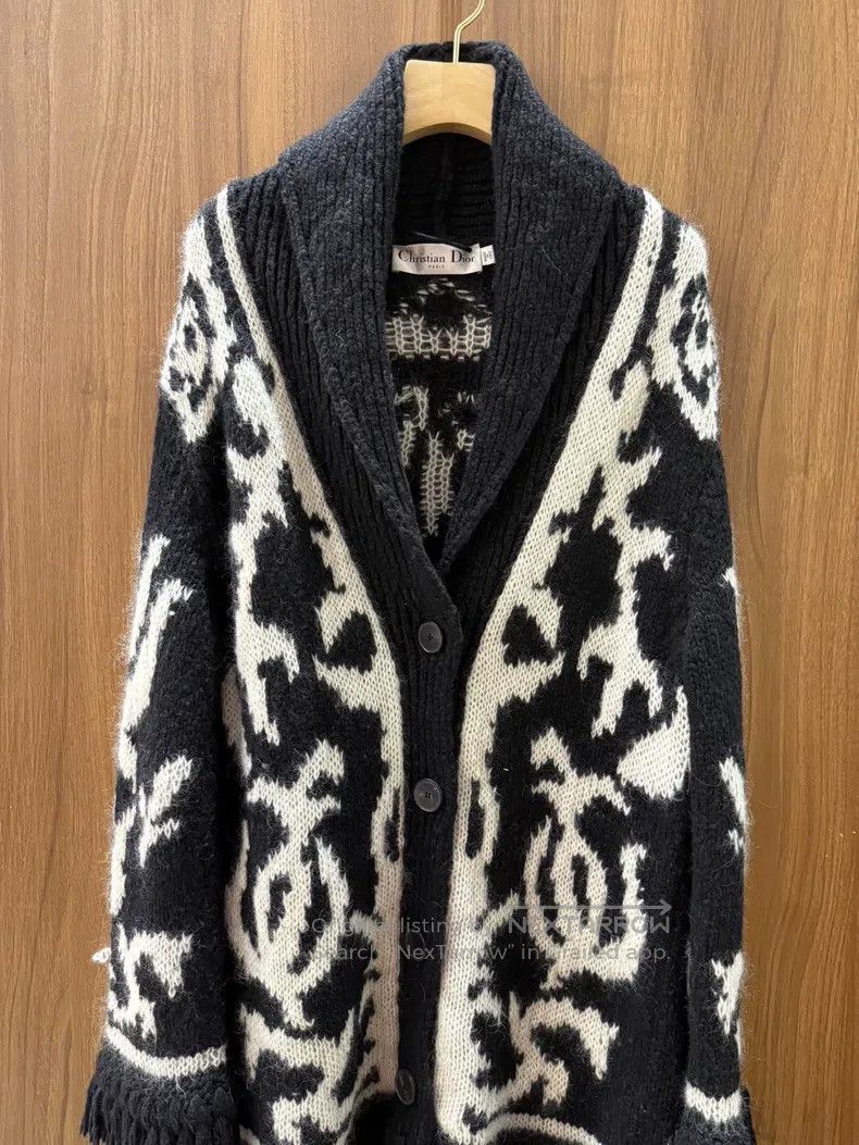 Dior Dior Black and white jacquard tassel cardigan coat Size S / US 4 / IT 40 - 3 Thumbnail
