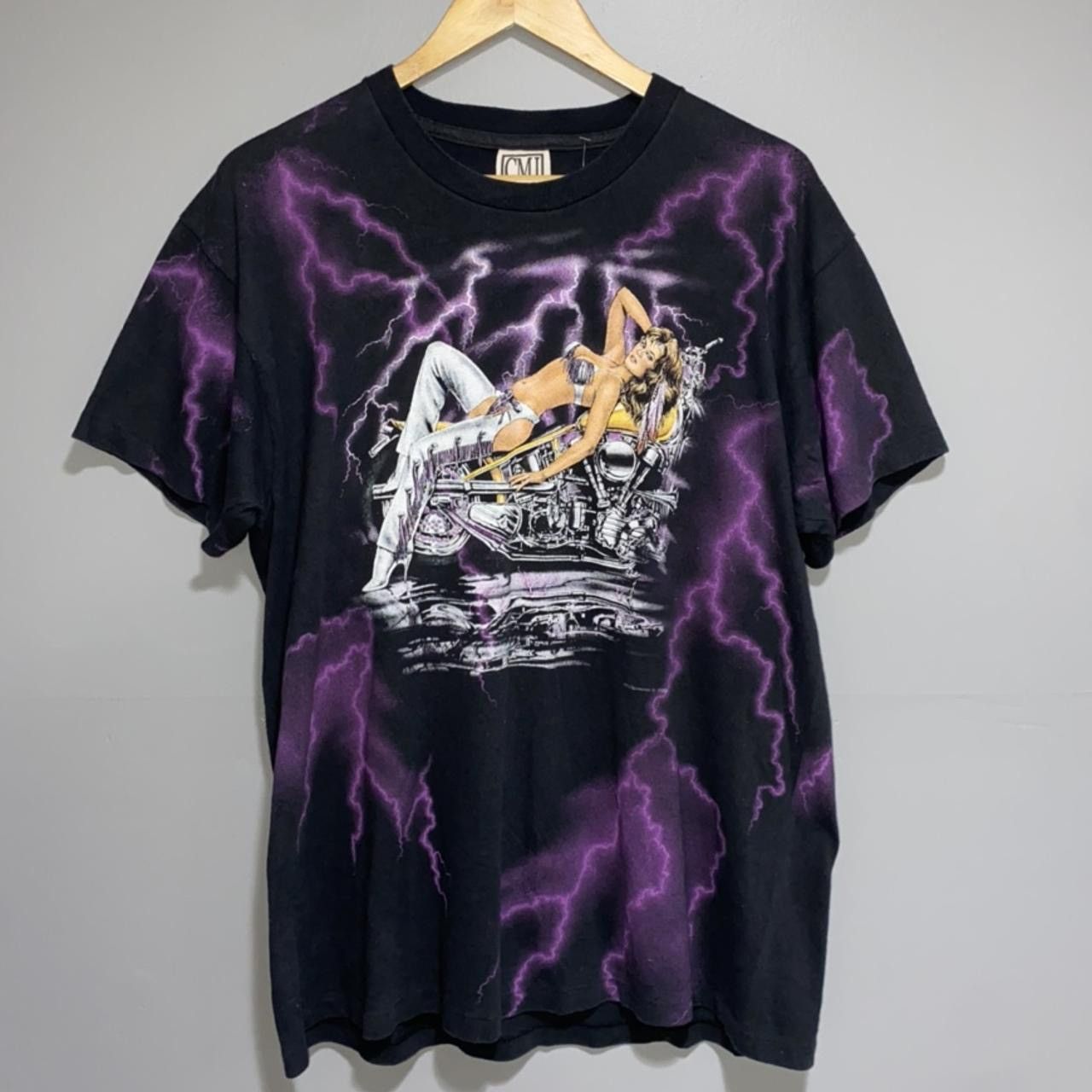 Vintage 1996 Lightning East Riders Cycle Harley Davidson vintage tee Size US L / EU 52-54 / 3 - 3 Thumbnail