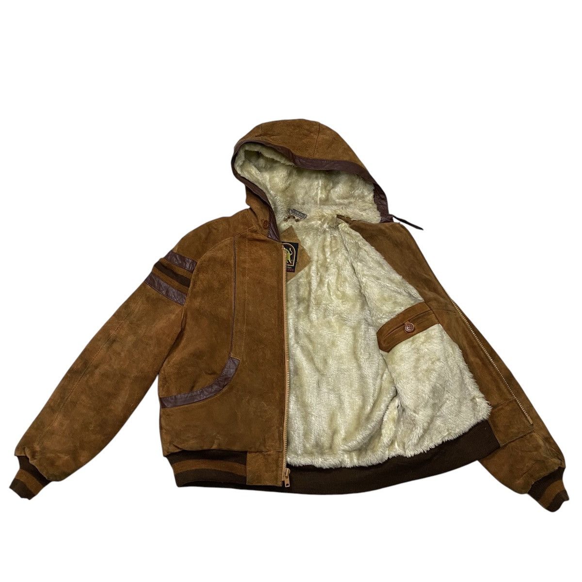 Genuine Leather Vintage 80s Suede leather sherpa hoodie jacket Size US M / EU 48-50 / 2 - 6 Thumbnail