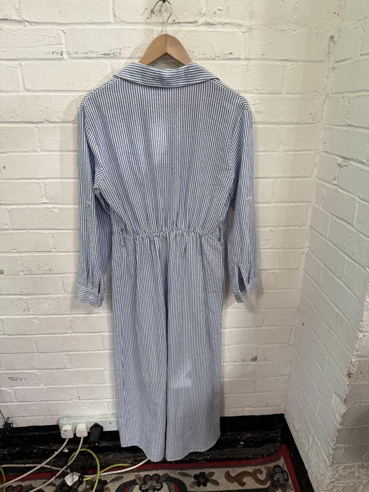 Zara Zara Blue and White Striped Long Sleeve Dress Size M / US 6-8 / IT 42-44 - 4 Thumbnail