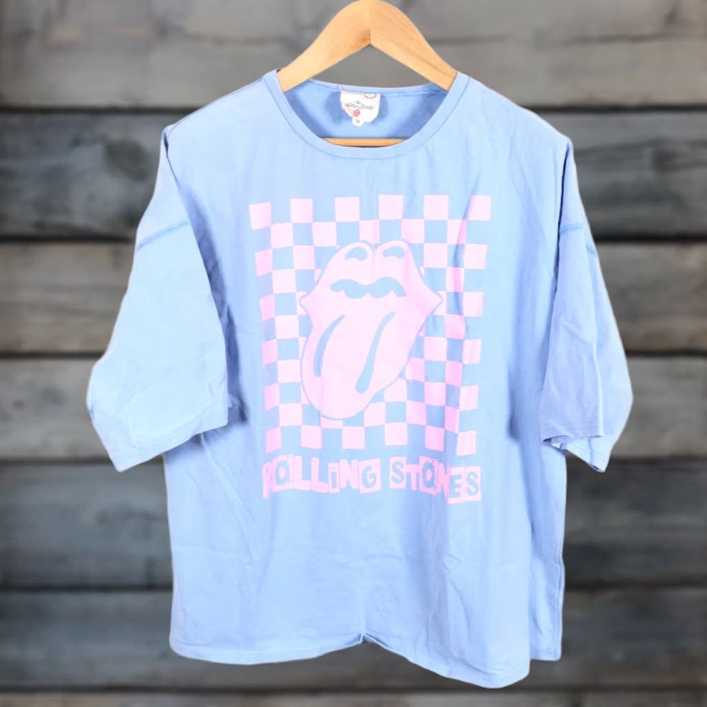 Vintage Fantastic Fawn Rolling Stones T-Shirt Adult Medium Blue Oversized Fit Women Size M / US 6-8 / IT 42-44 - 1 Thumbnail