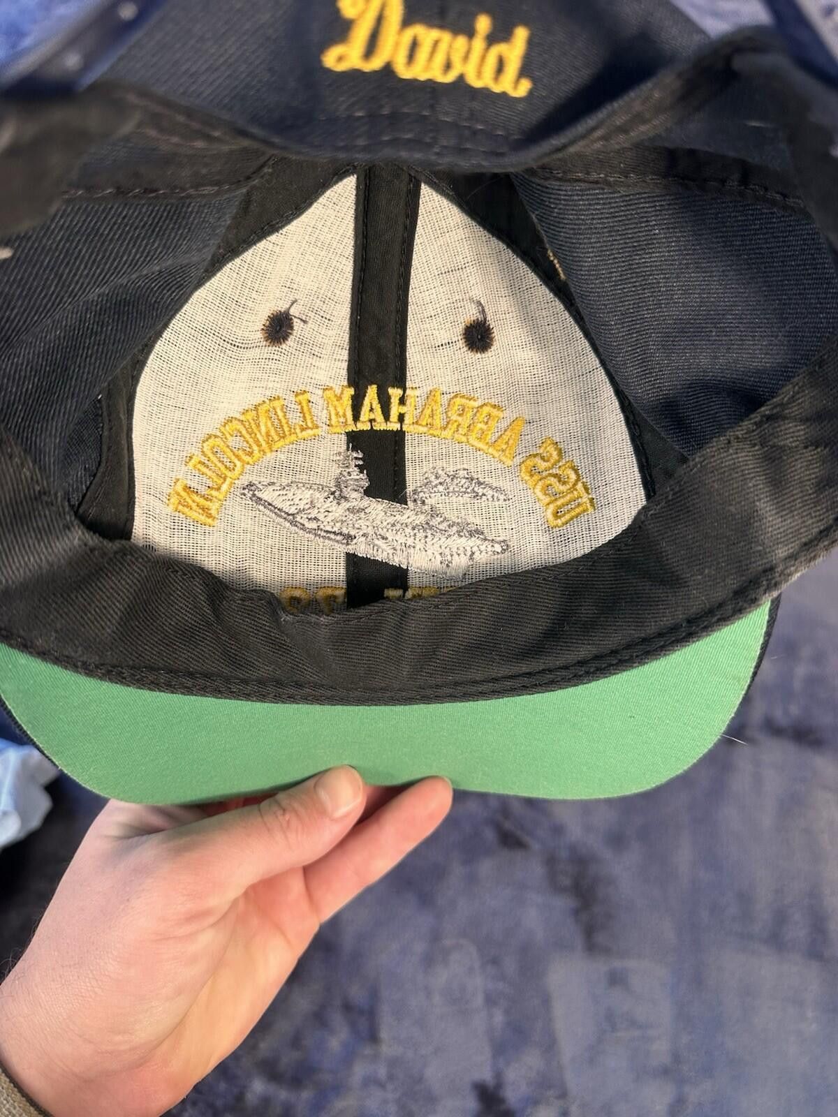 Other VTG USS Abraham Lincoln CVN-72 Navy/Gold Snapback Hat Size ONE SIZE - 6 Thumbnail
