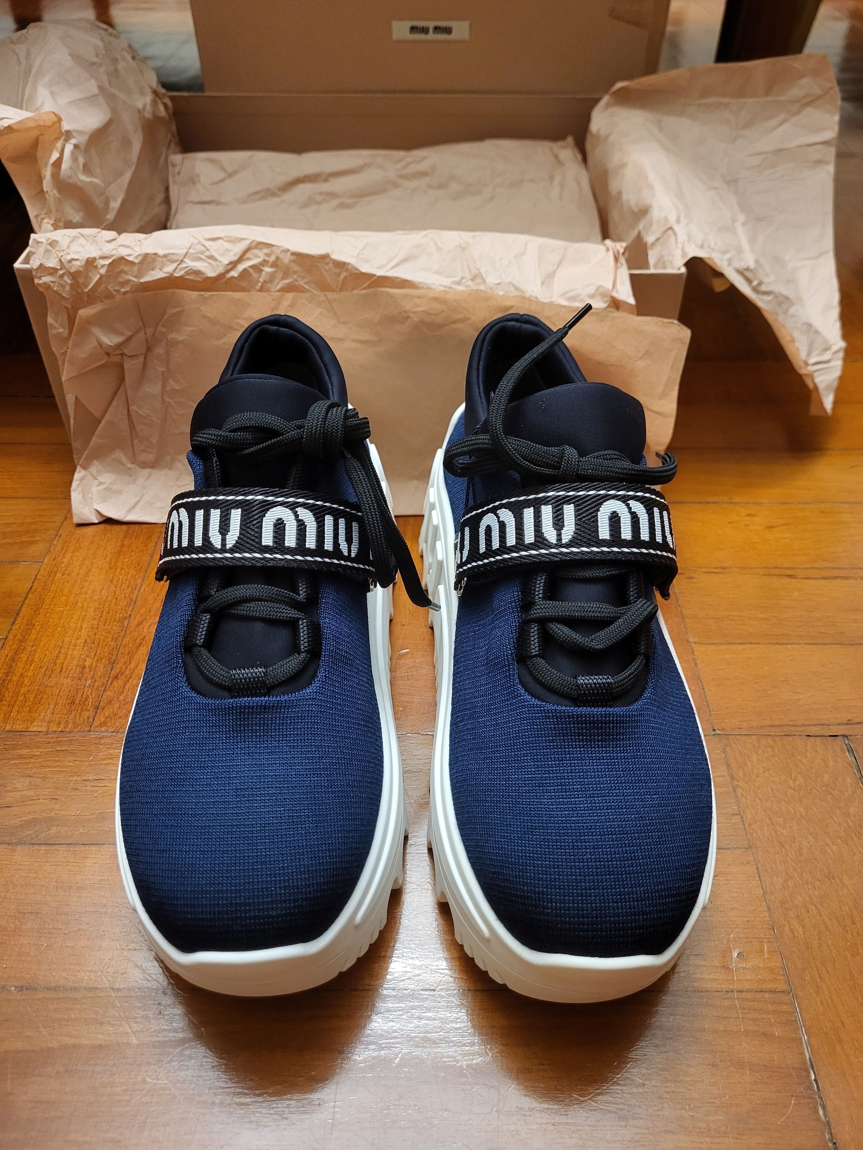 Miu Miu Navy Blue Chunky Sole Sneakers EU37 - Women's Designer Shoes Size US 7 / IT 37 - 2 Thumbnail