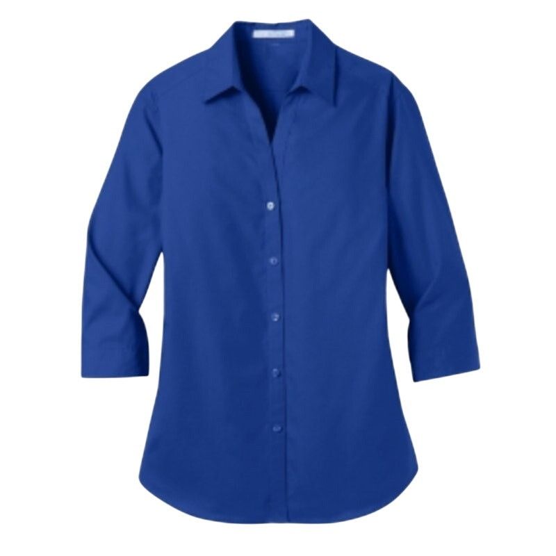 Port Authority Port Authority Ladies 3/4-Sleeve Shirt in Royal Blue Size XS Size XS / US 0-2 / IT 36-38 - 1 Thumbnail