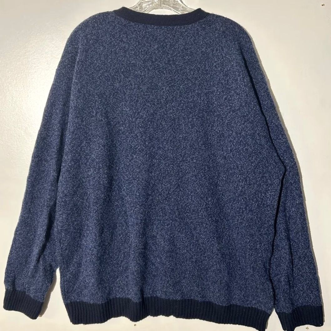 Vintage VINTAGE Authentic Structure 100% Lambswool V-Neck Blue Pullover Sweater Mens XL Size US XL / EU 56 / 4 - 3 Thumbnail